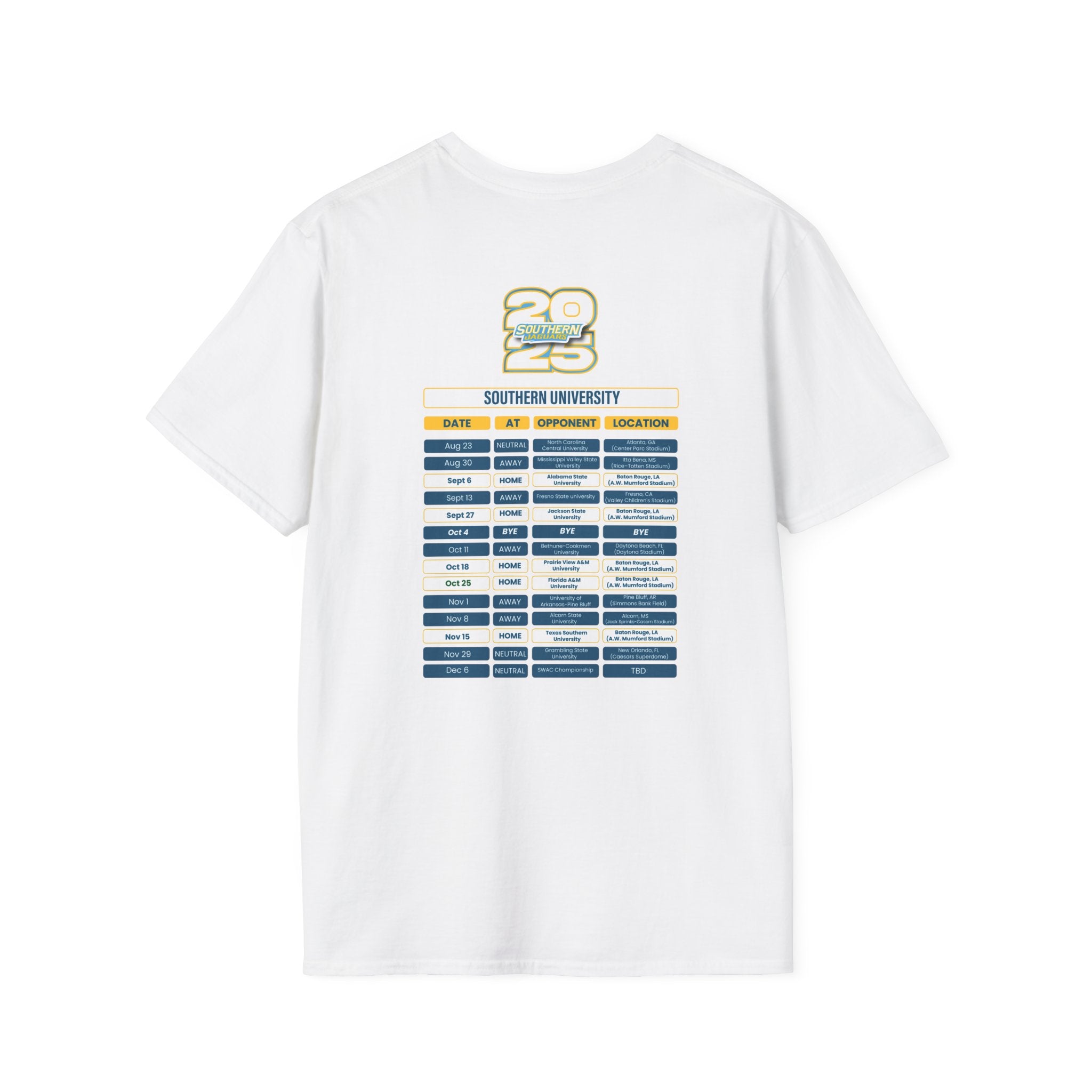 Southern University Schedule T-Shirt- Unisex Softstyle
