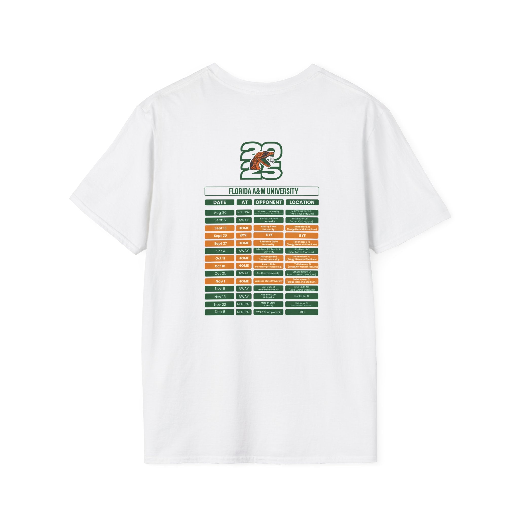 Florida A&M University Schedule T-Shirt- Unisex Softstyle