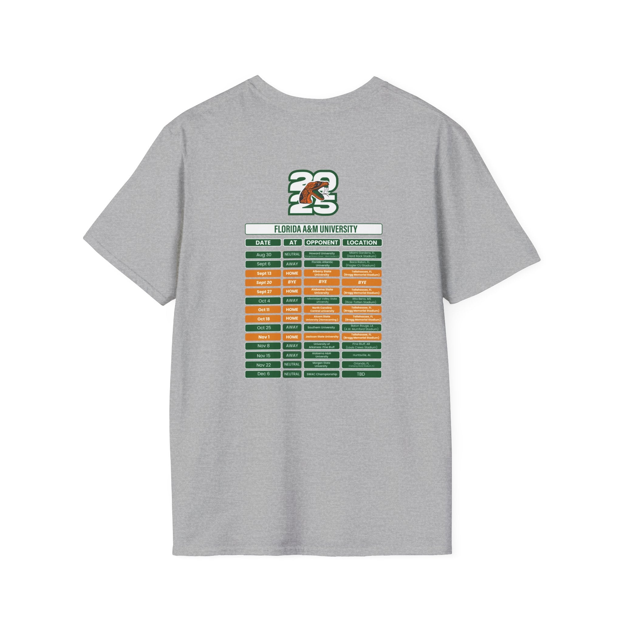Florida A&M University Schedule T-Shirt- Unisex Softstyle