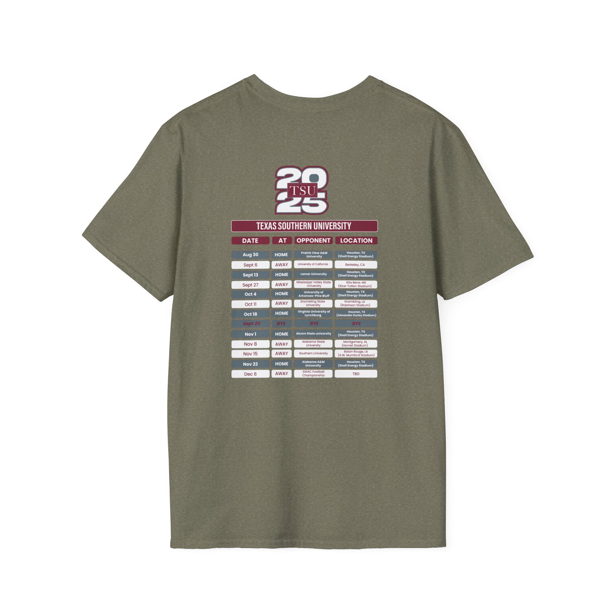 Texas Southern University Schedule T-Shirt- Unisex Softstyle