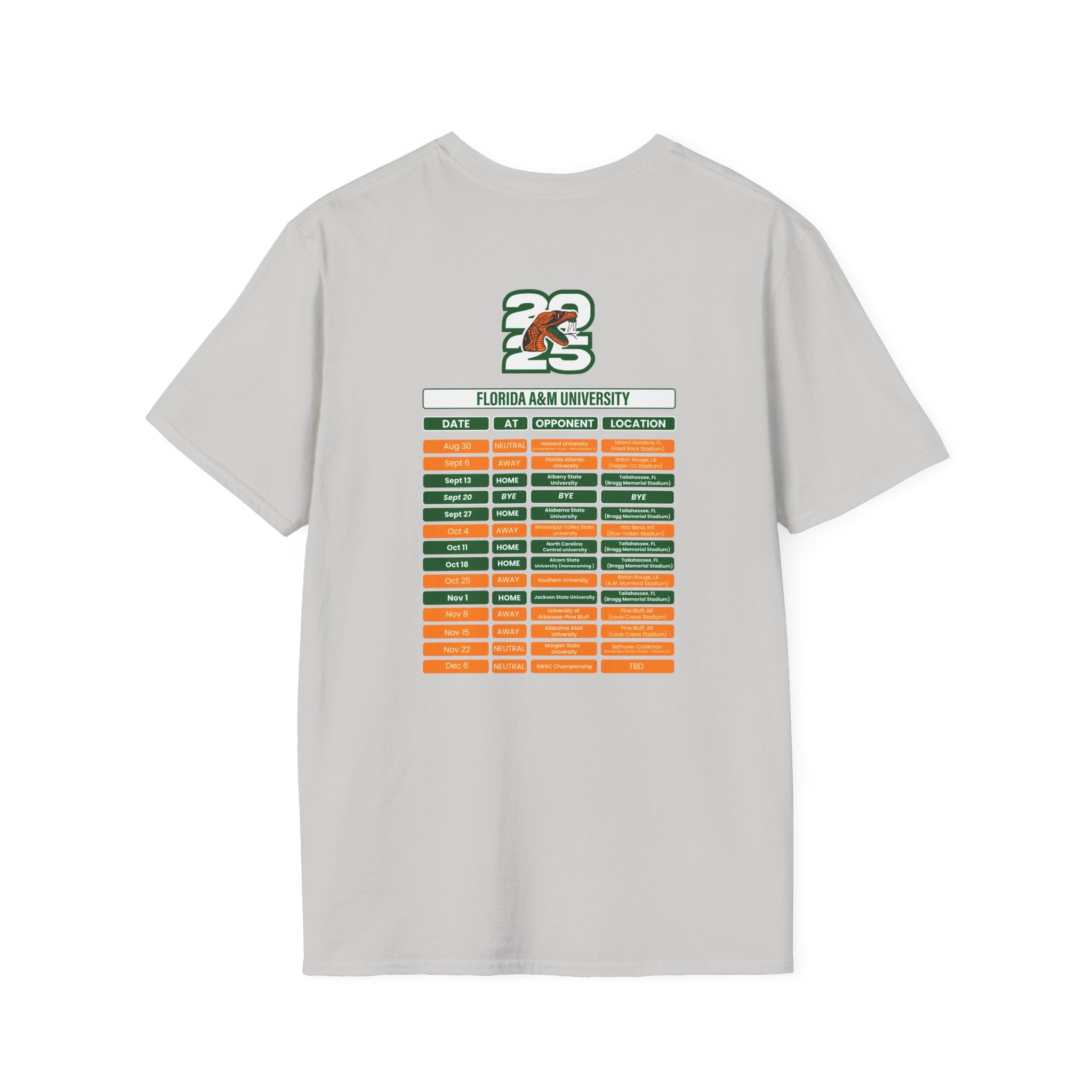 Florida A&M University Schedule T-Shirt- Unisex Softstyle