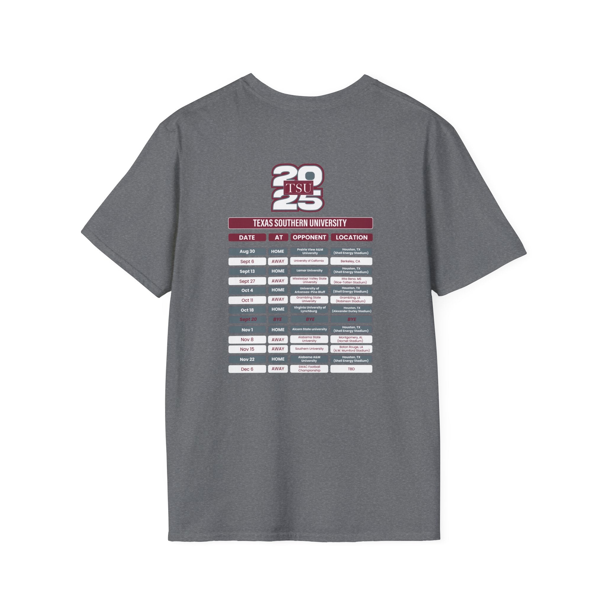Texas Southern University Schedule T-Shirt- Unisex Softstyle