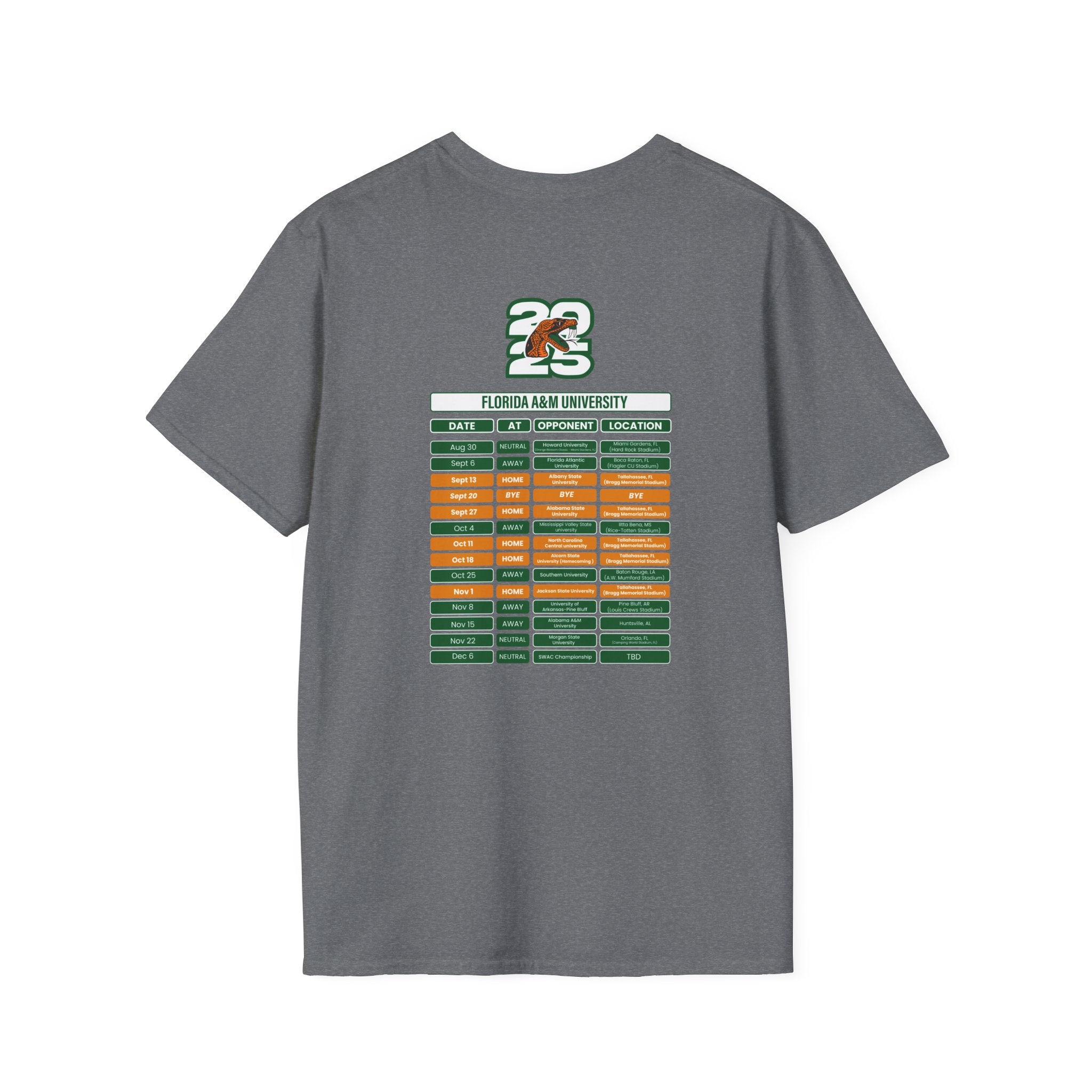 Florida A&M University Schedule T-Shirt- Unisex Softstyle