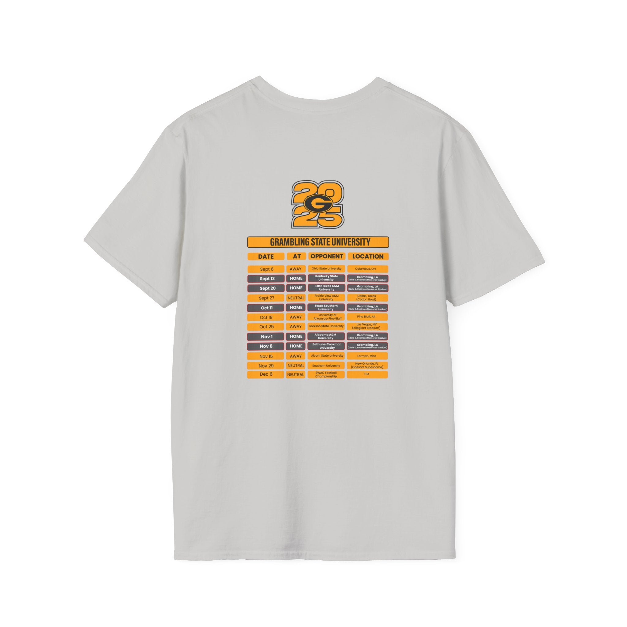 Grambling University Schedule T-Shirt- Unisex Softstyle