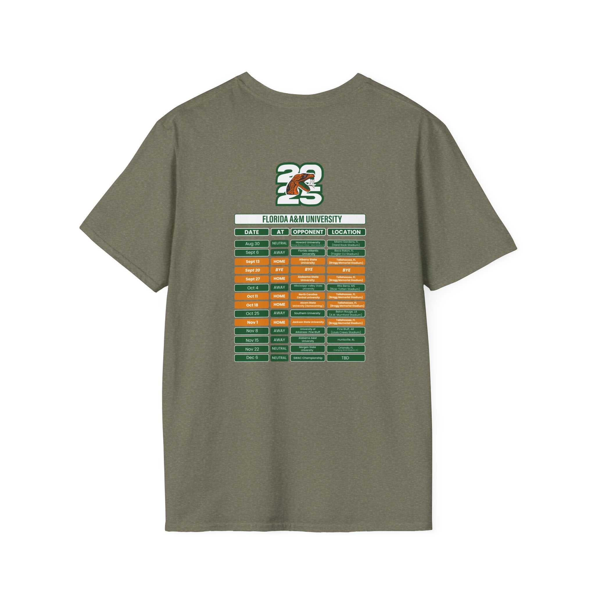 Florida A&M University Schedule T-Shirt- Unisex Softstyle