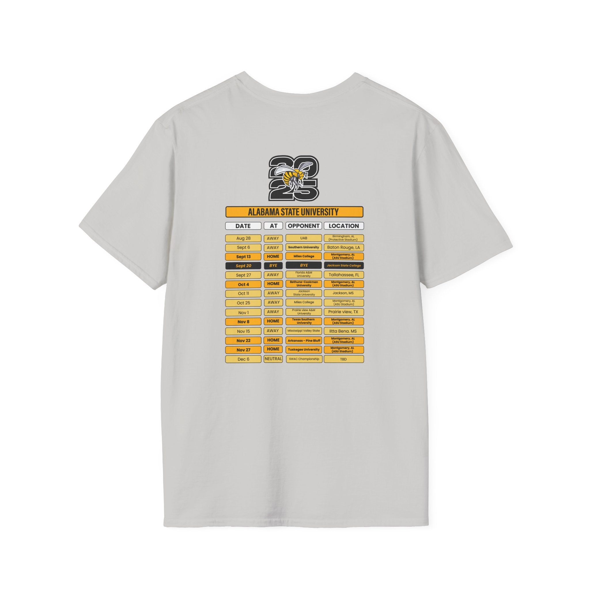 Alabama State University Schedule T-Shirt- Unisex Softstyle