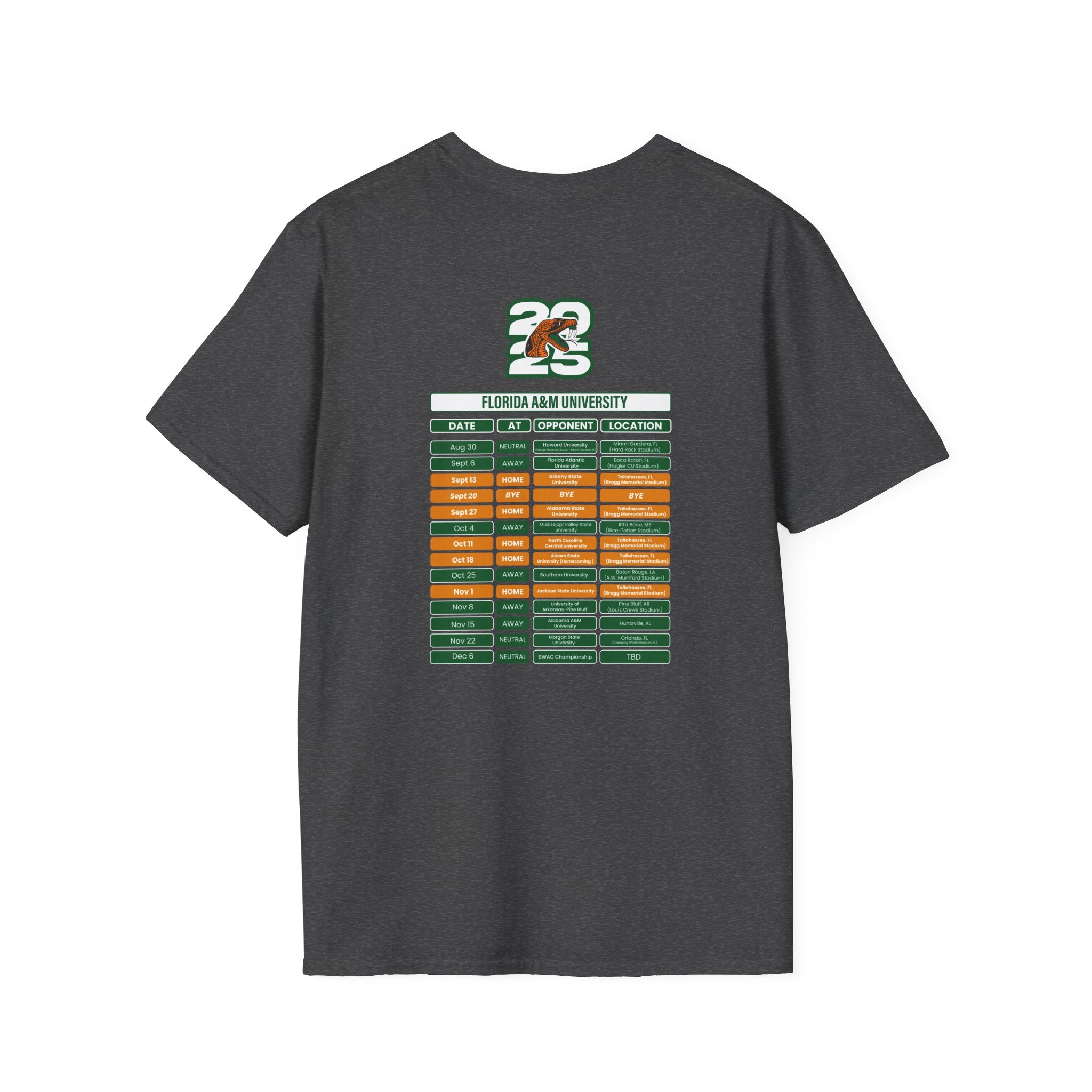 Florida A&M University Schedule T-Shirt- Unisex Softstyle