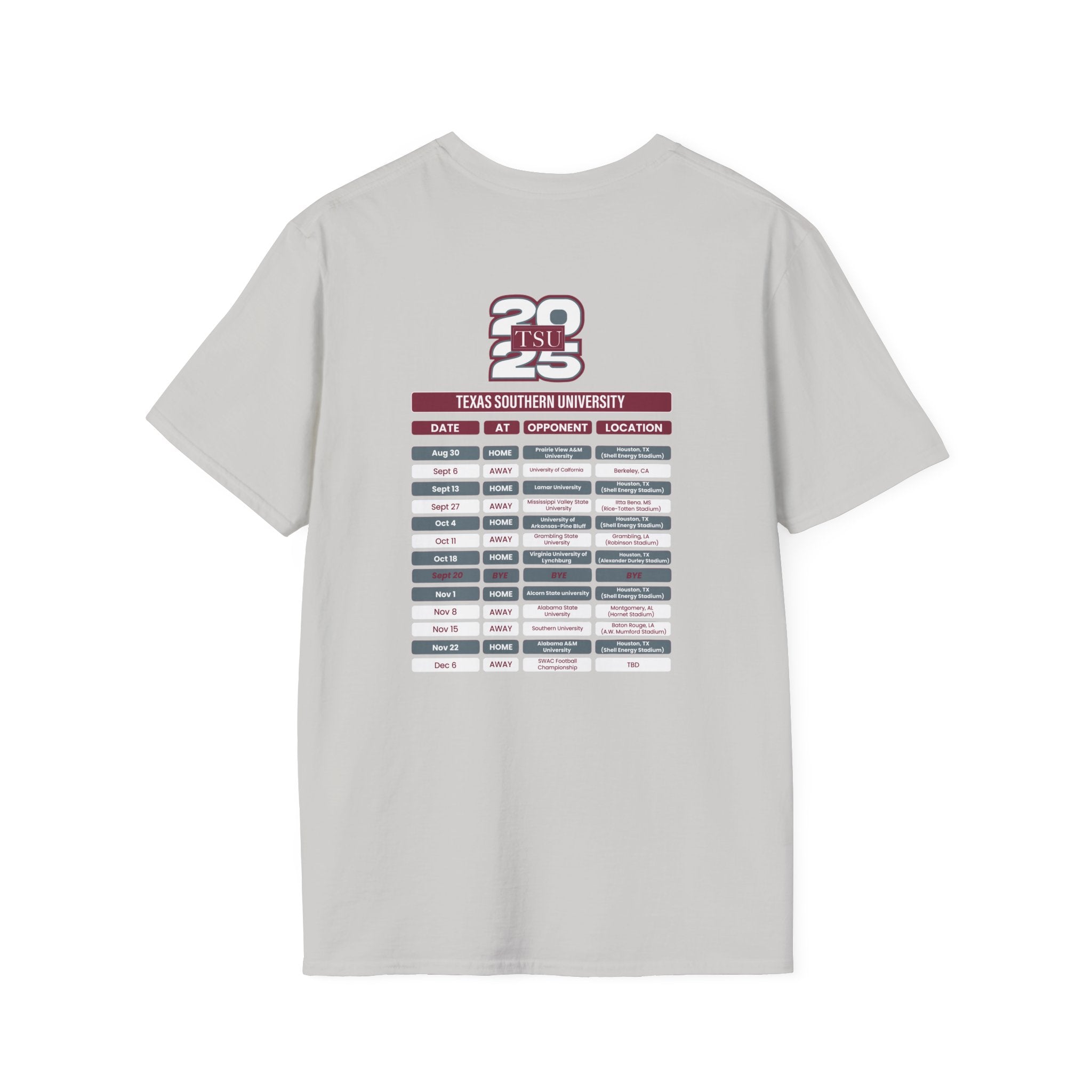 Texas Southern University Schedule T-Shirt- Unisex Softstyle