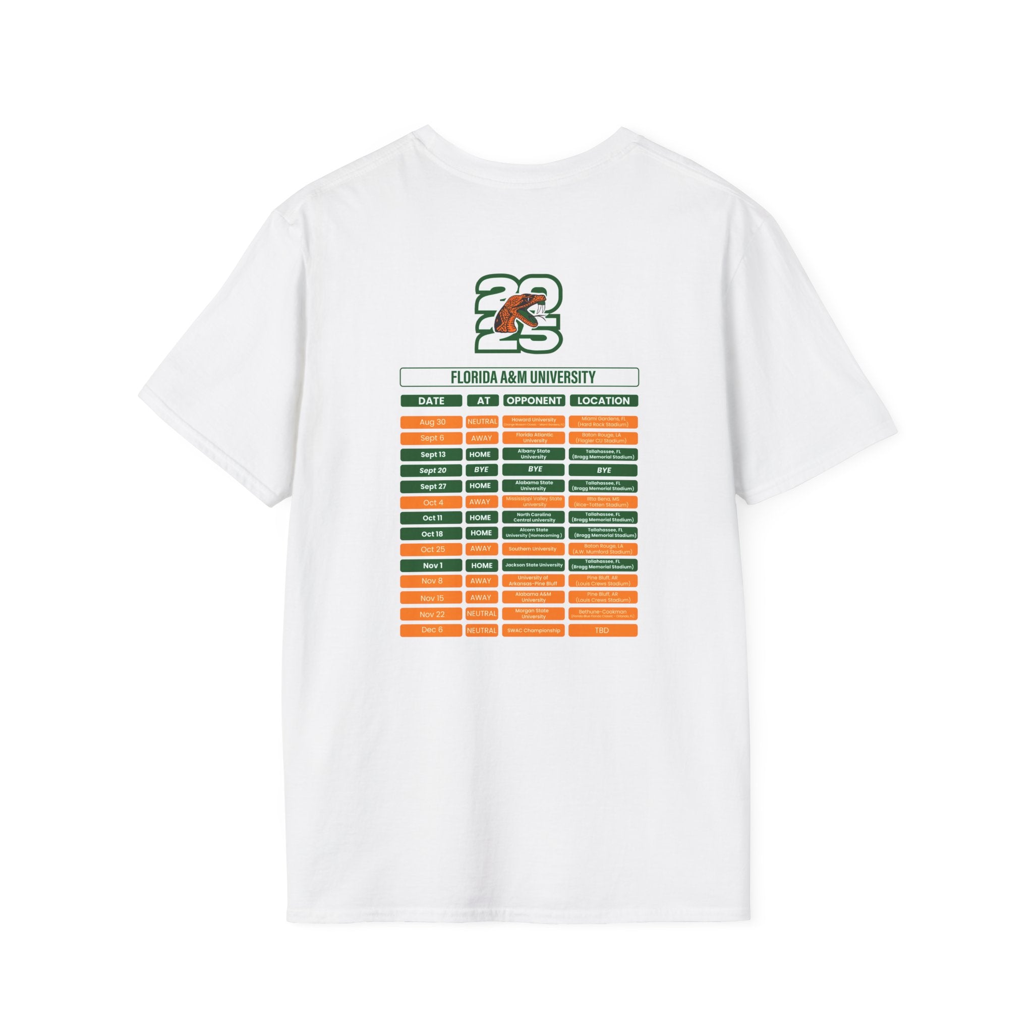 Florida A&M University Schedule T-Shirt- Unisex Softstyle