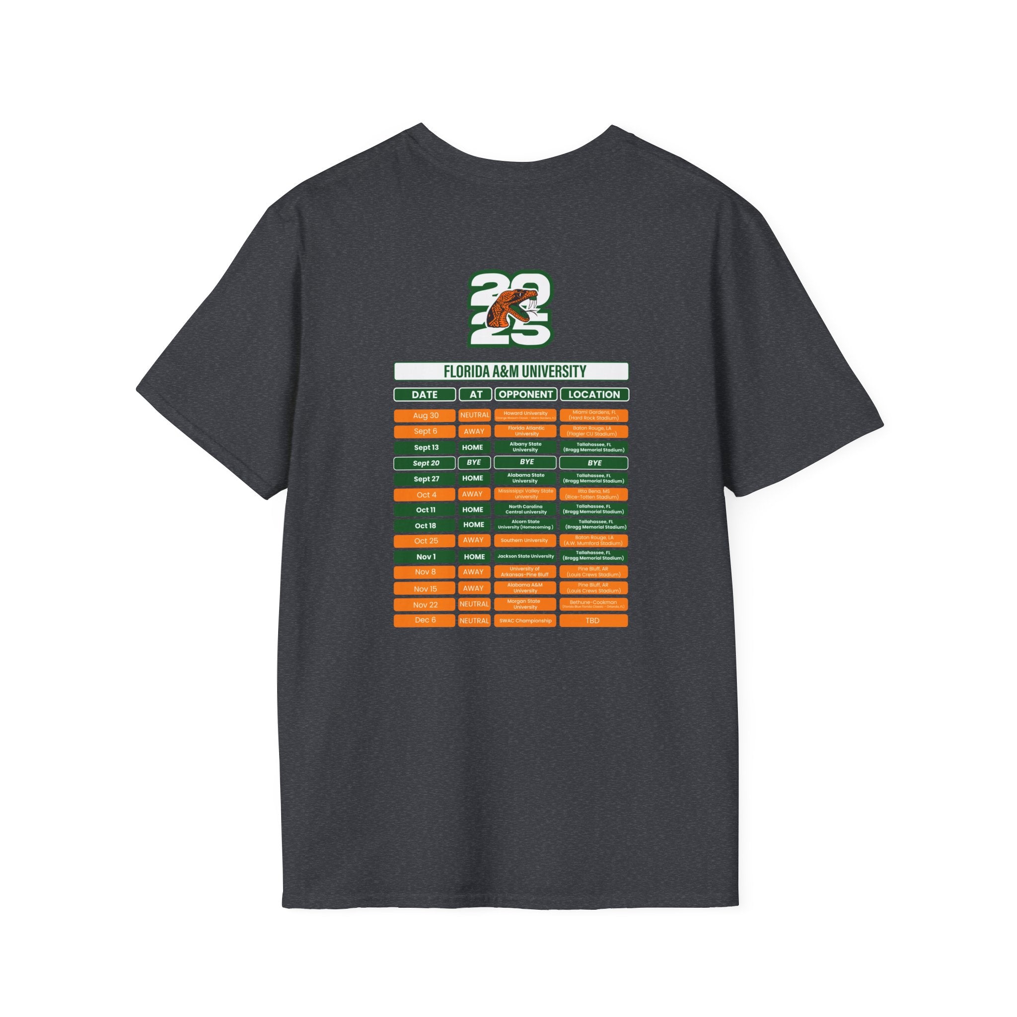 Florida A&M University Schedule T-Shirt- Unisex Softstyle