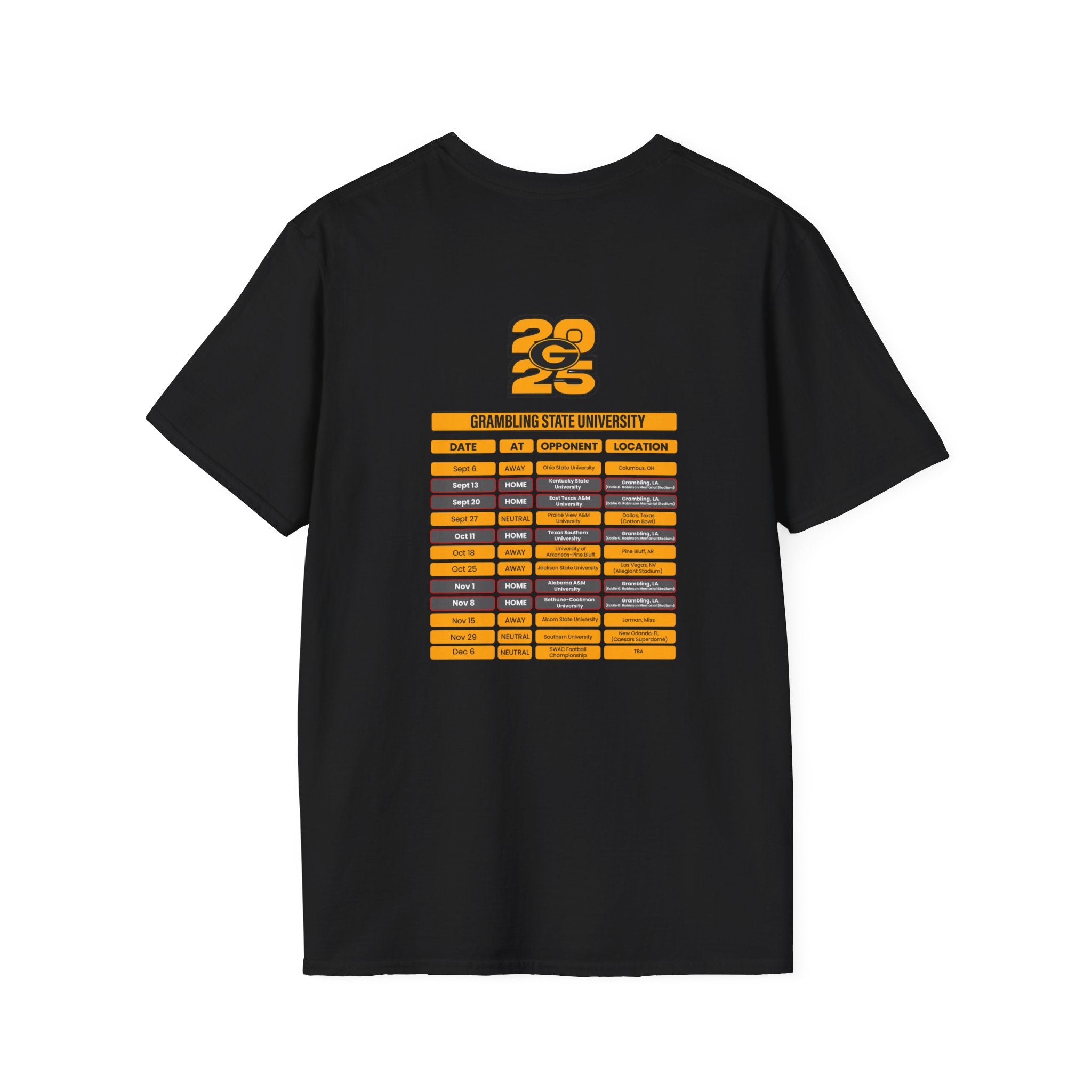 Grambling University Schedule T-Shirt- Unisex Softstyle