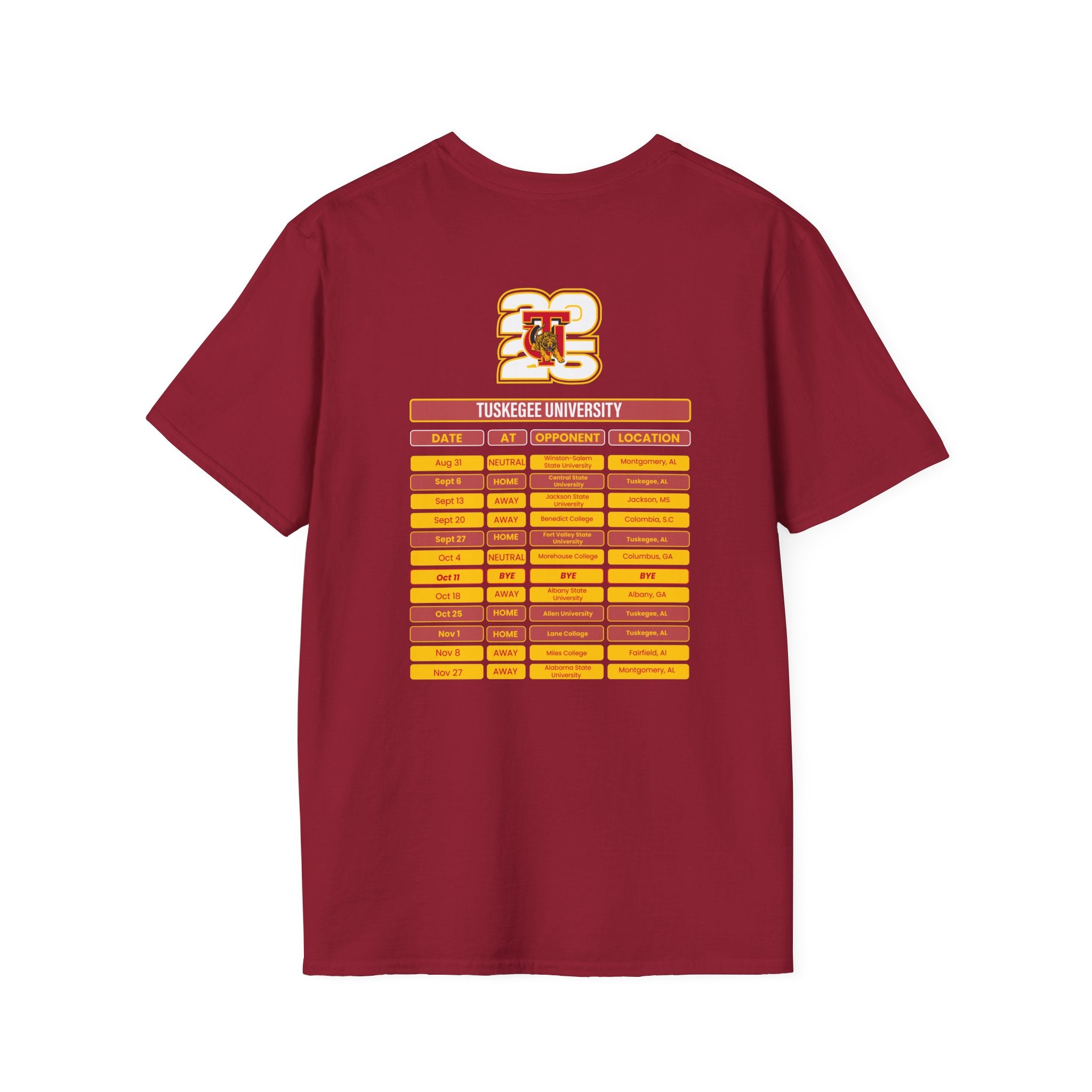 Tuskegee University Schedule T-Shirt- Unisex Softstyle