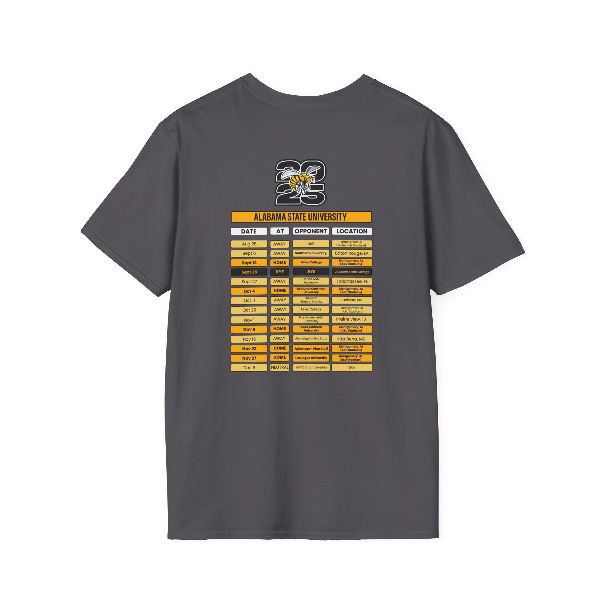 Alabama State University Schedule T-Shirt- Unisex Softstyle