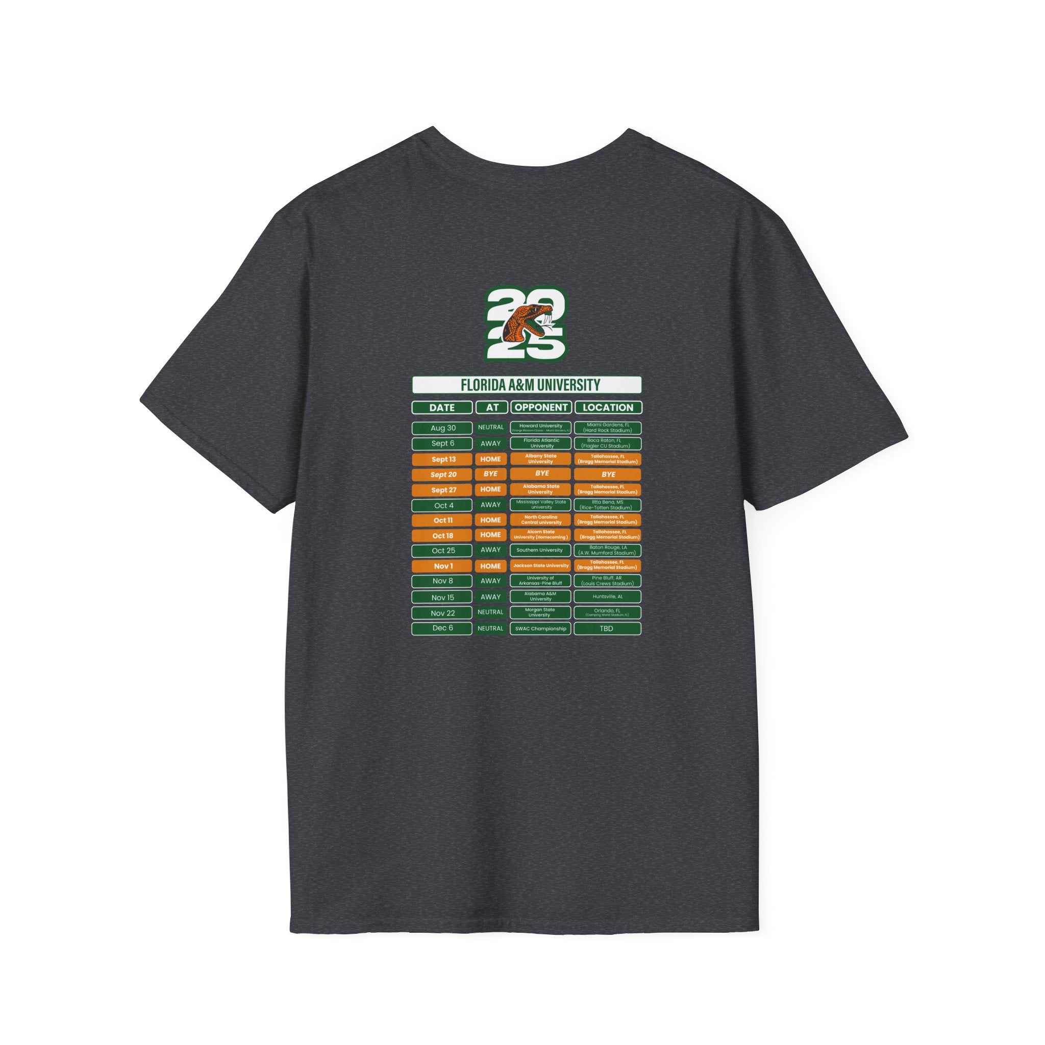 Florida A&M University Schedule T-Shirt- Unisex Softstyle