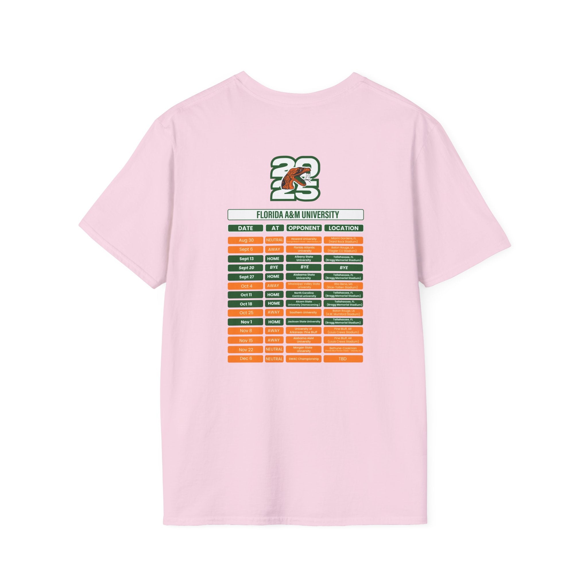 Florida A&M University Schedule T-Shirt- Unisex Softstyle