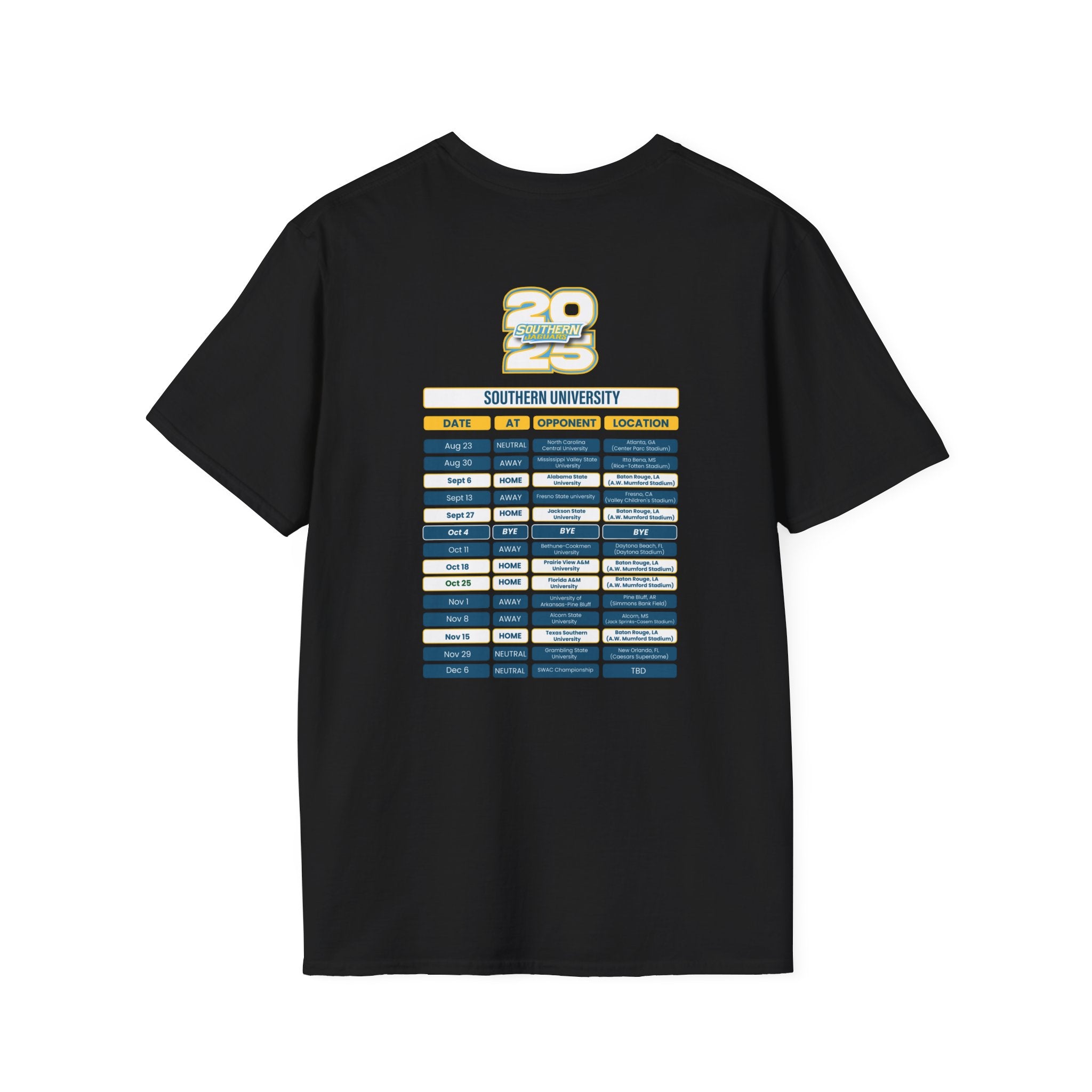Southern University Schedule T-Shirt- Unisex Softstyle