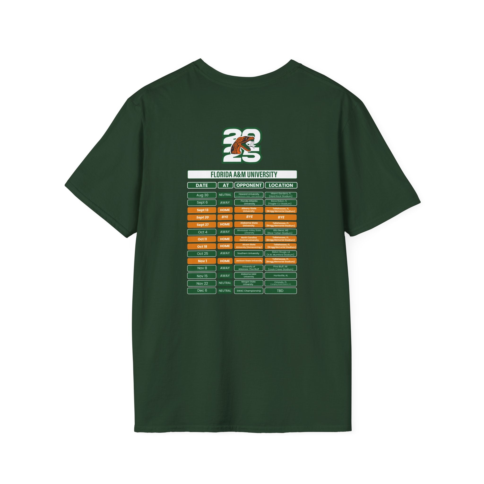 Florida A&M University Schedule T-Shirt- Unisex Softstyle