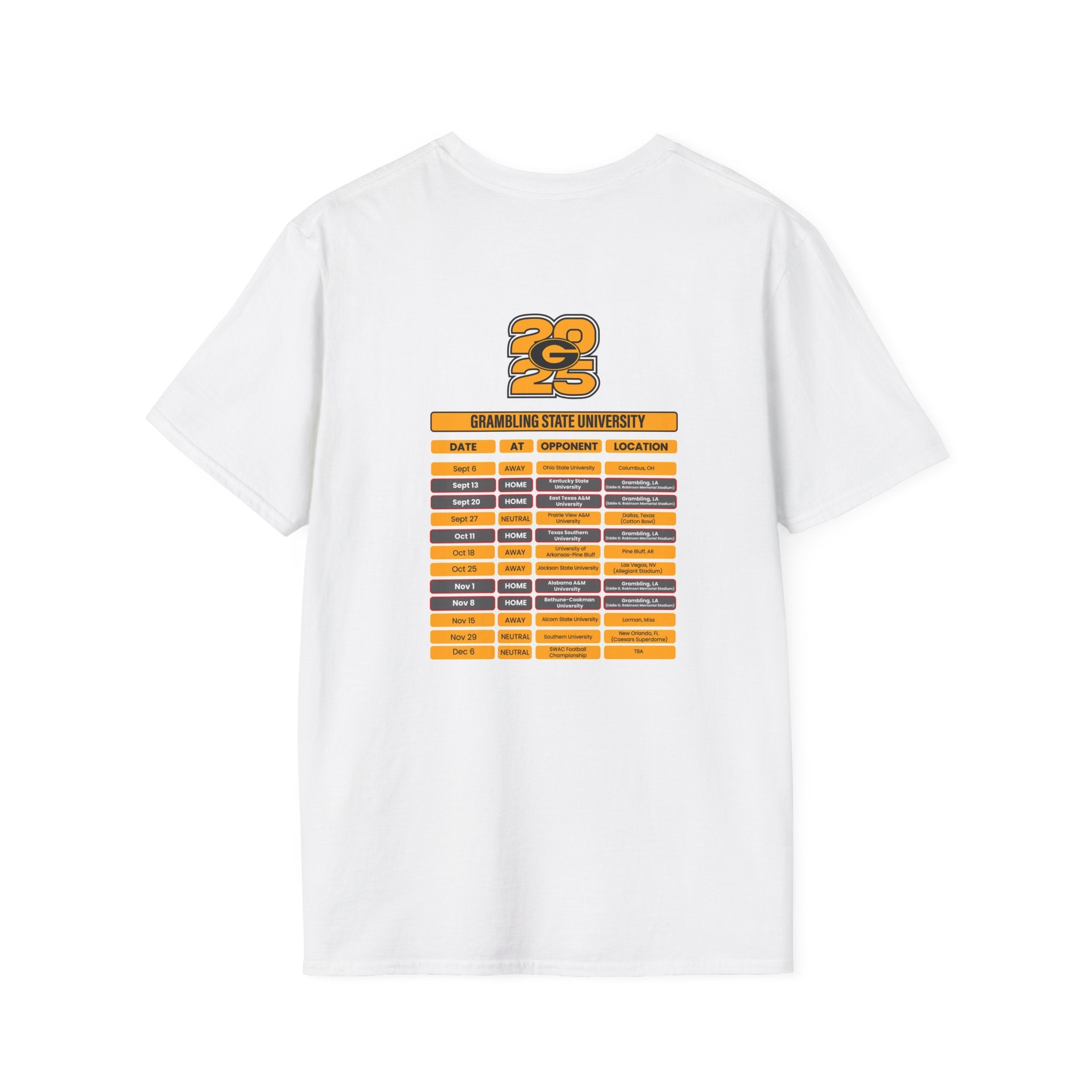 Grambling University Schedule T-Shirt- Unisex Softstyle