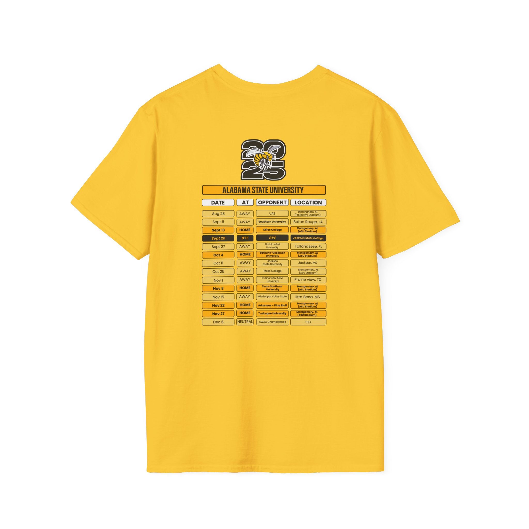Alabama State University Schedule T-Shirt- Unisex Softstyle