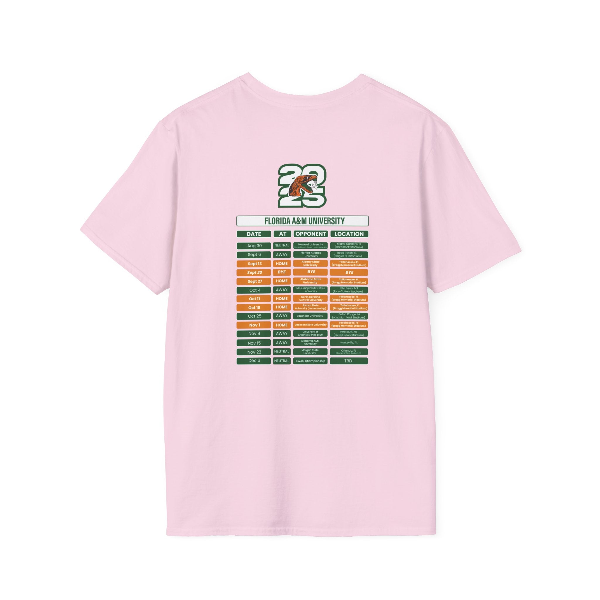 Florida A&M University Schedule T-Shirt- Unisex Softstyle