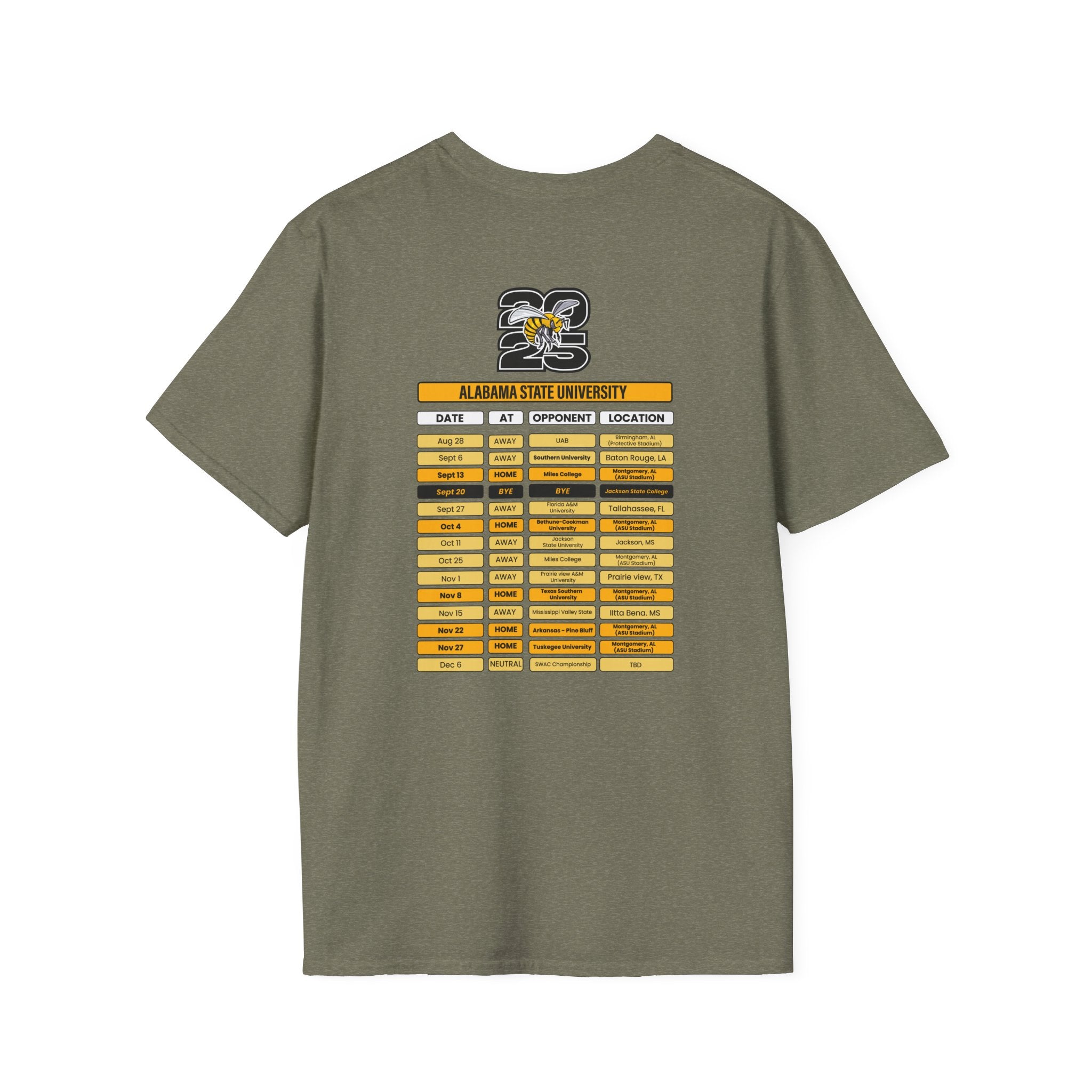 Alabama State University Schedule T-Shirt- Unisex Softstyle