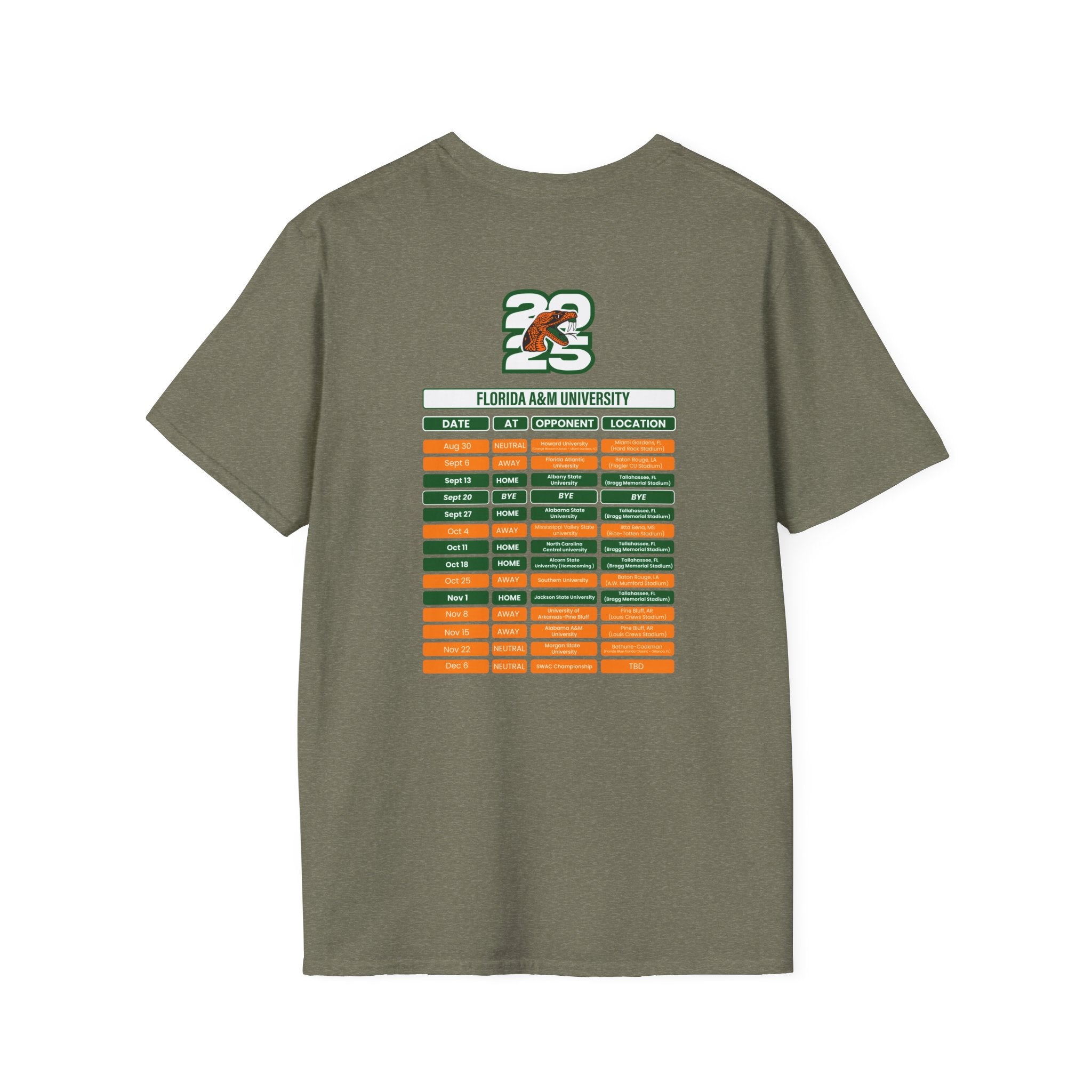 Florida A&M University Schedule T-Shirt- Unisex Softstyle