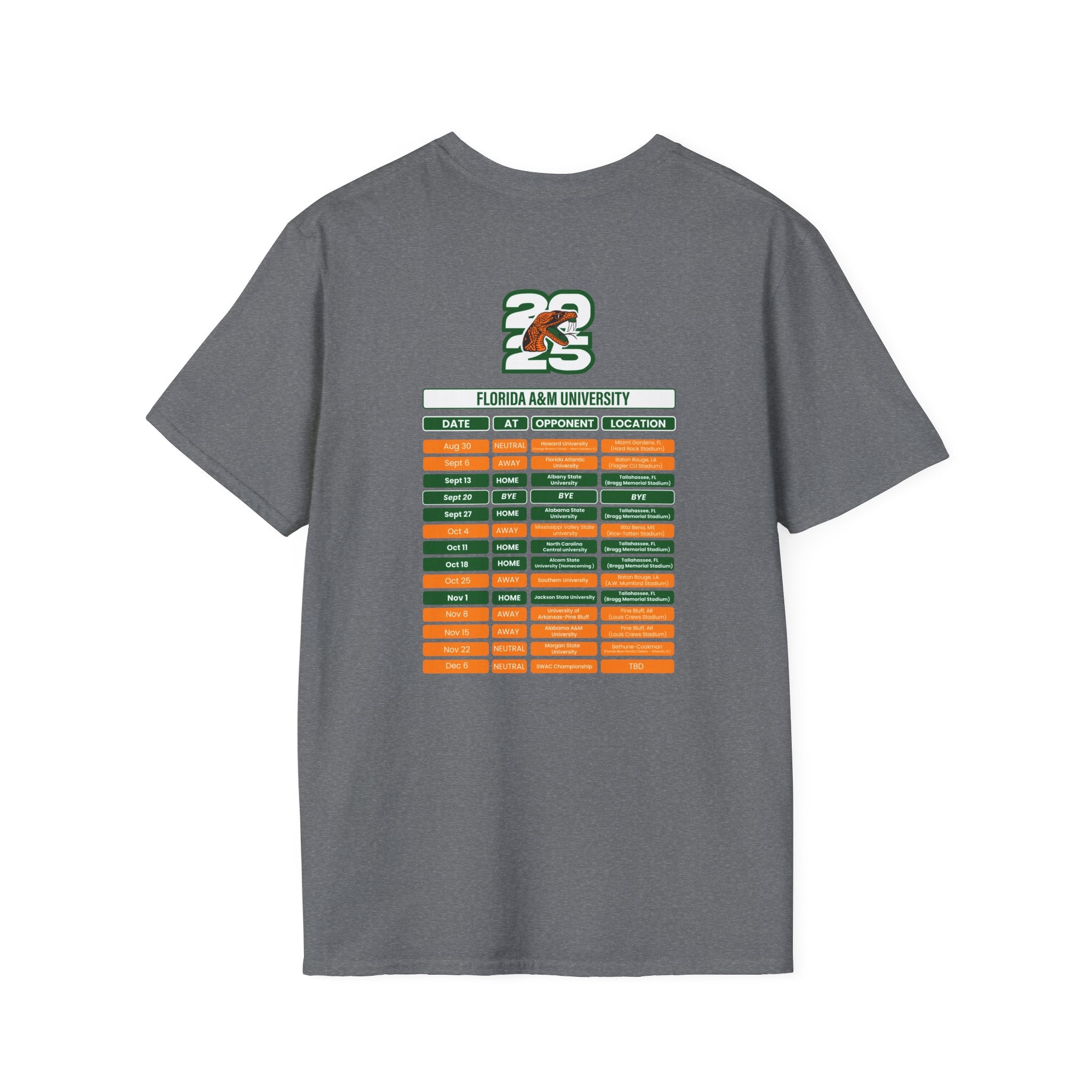 Florida A&M University Schedule T-Shirt- Unisex Softstyle