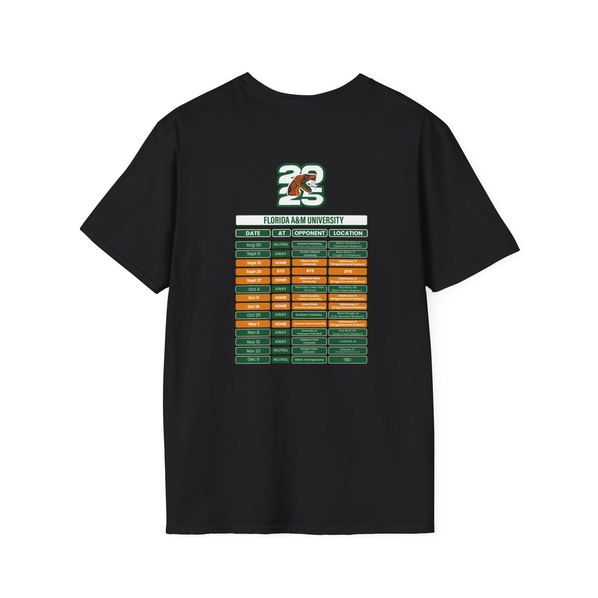 Florida A&M University Schedule T-Shirt- Unisex Softstyle