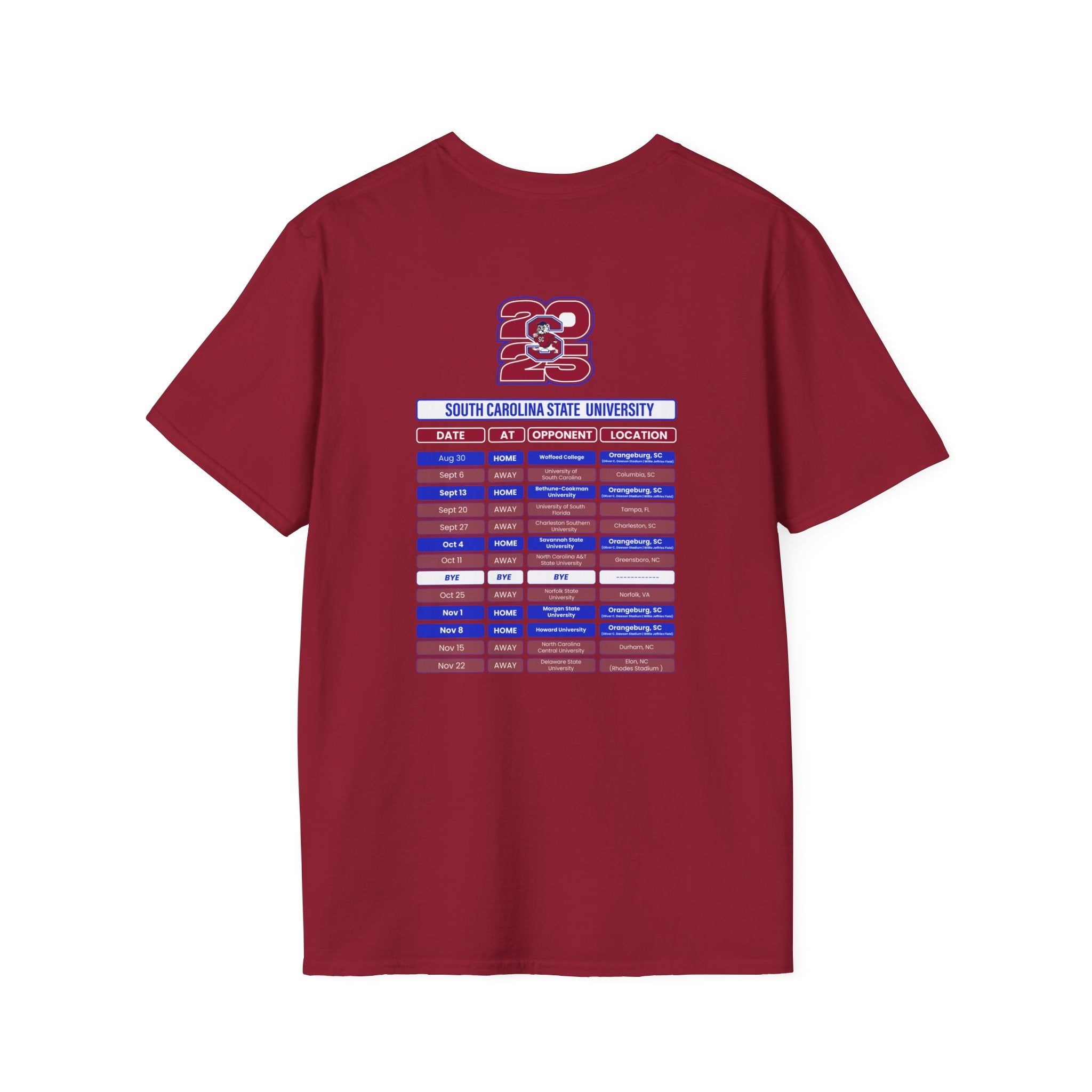 South Carolina State University Schedule T-Shirt- Unisex Softstyle