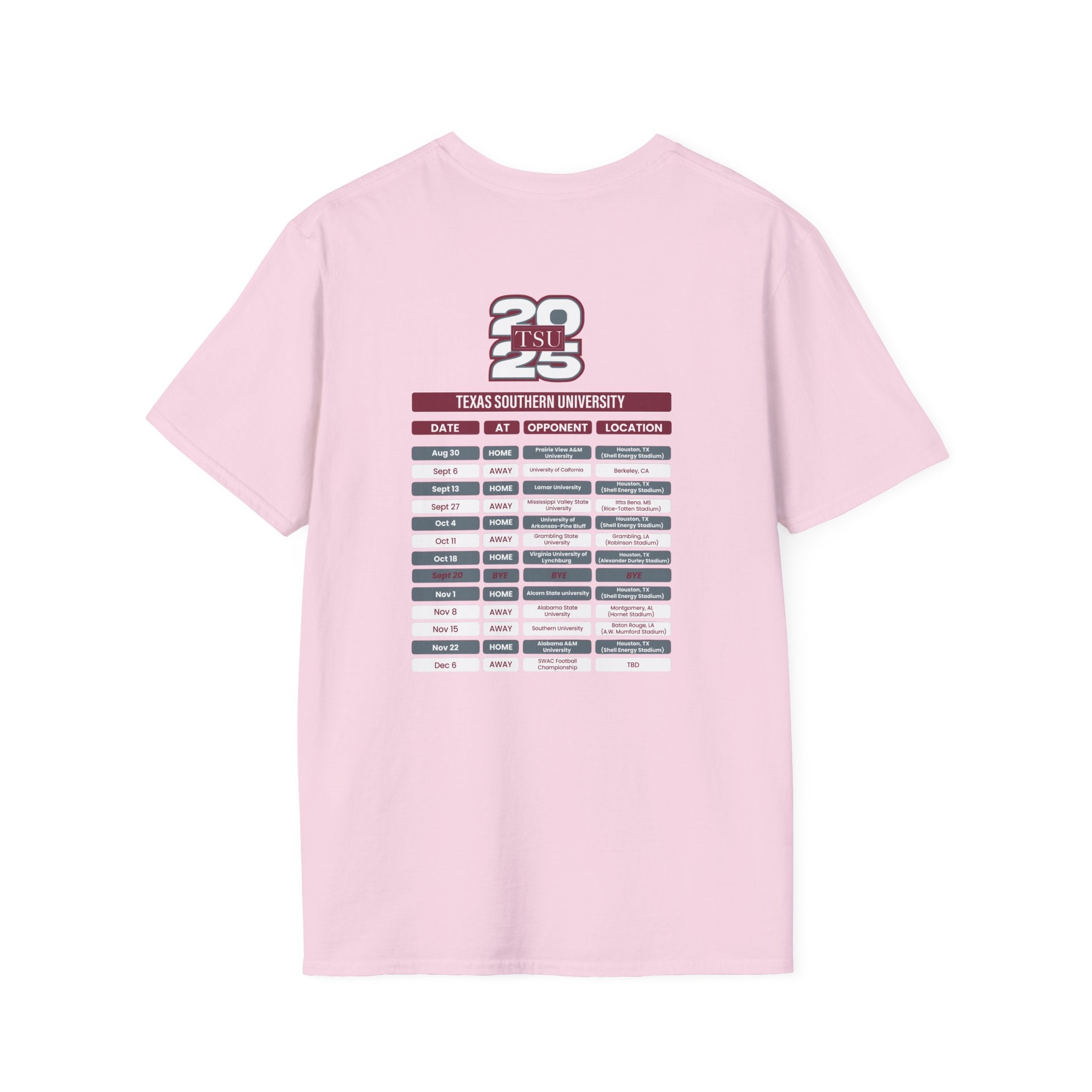 Texas Southern University Schedule T-Shirt- Unisex Softstyle
