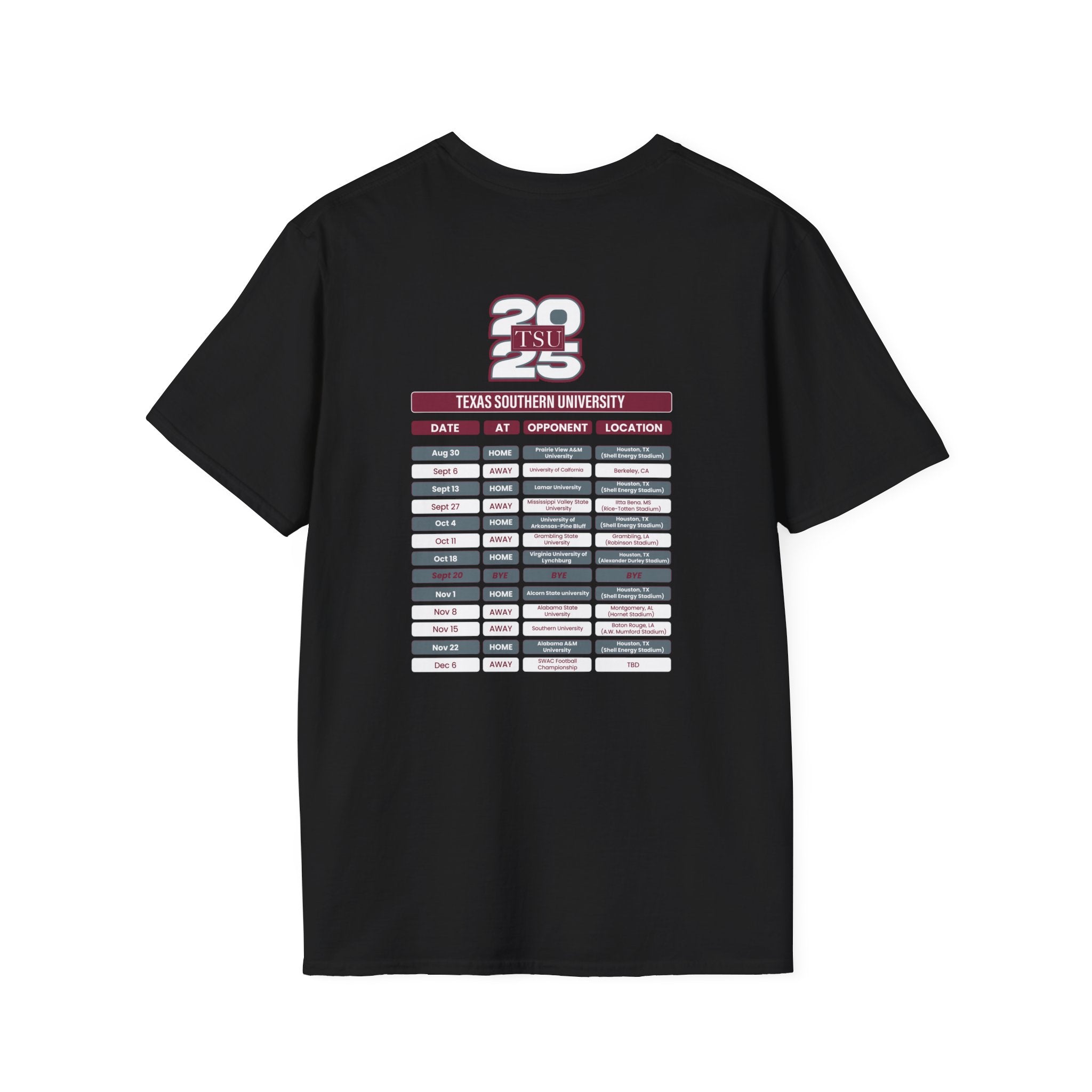 Texas Southern University Schedule T-Shirt- Unisex Softstyle