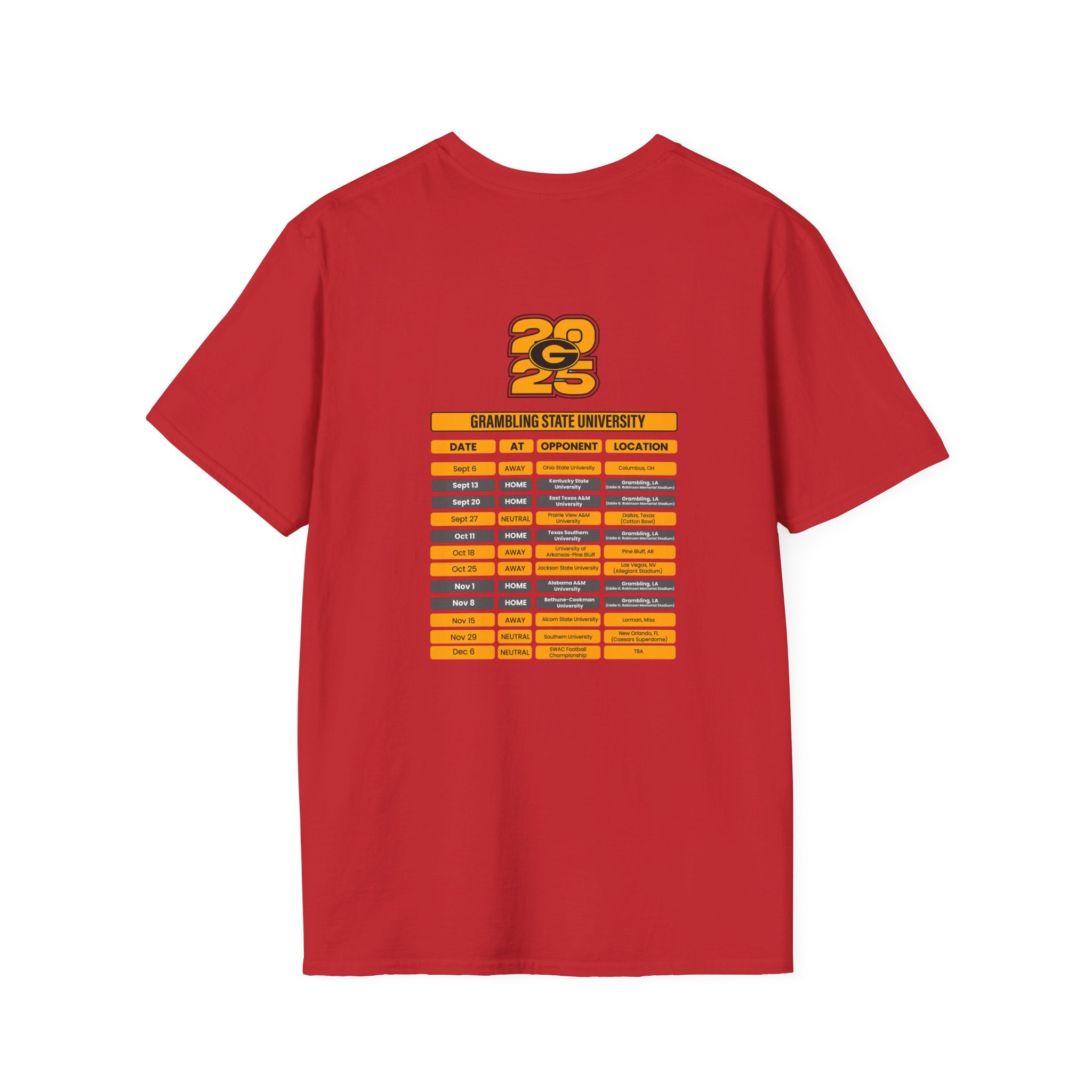 Grambling University Schedule T-Shirt- Unisex Softstyle