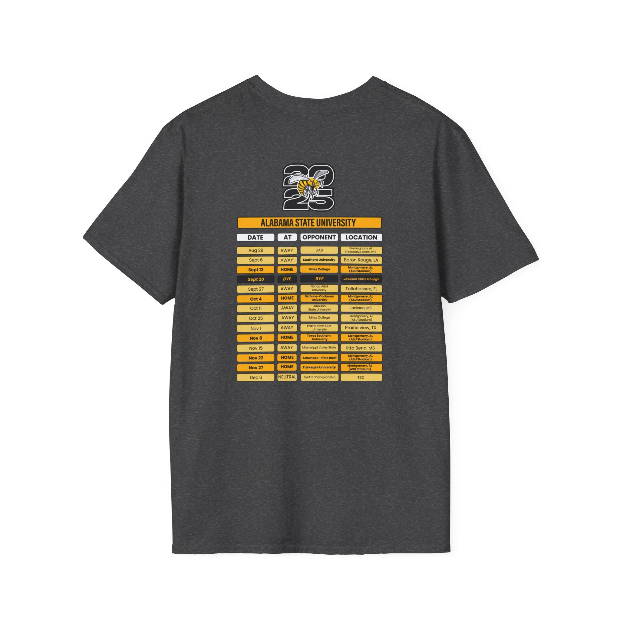 Alabama State University Schedule T-Shirt- Unisex Softstyle
