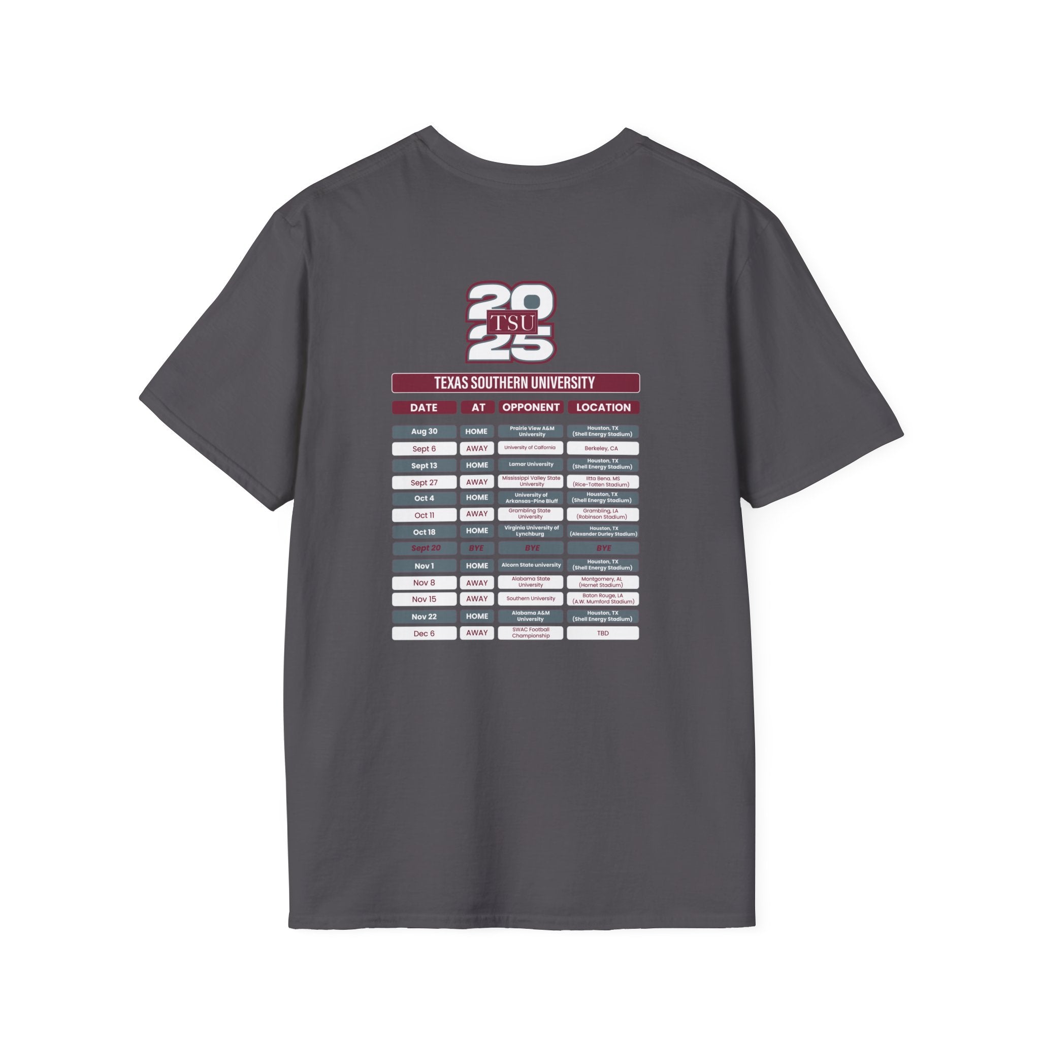 Texas Southern University Schedule T-Shirt- Unisex Softstyle
