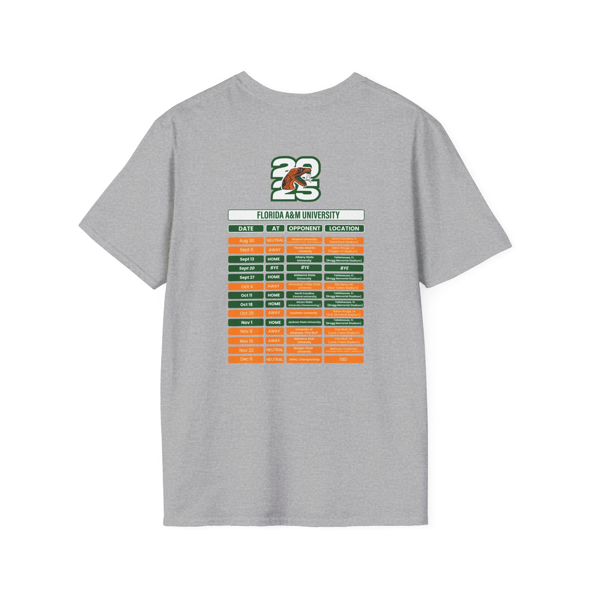 Florida A&M University Schedule T-Shirt- Unisex Softstyle