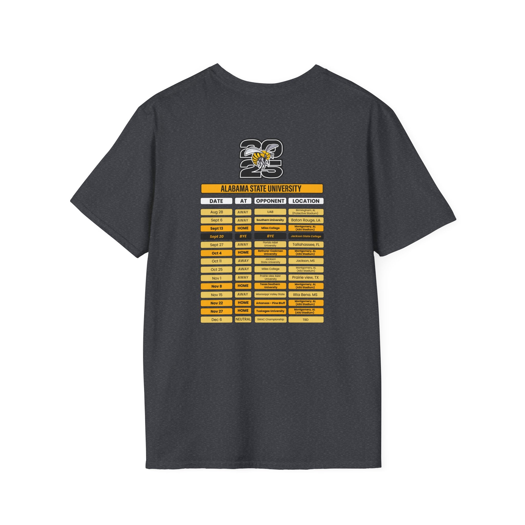 Alabama State University Schedule T-Shirt- Unisex Softstyle