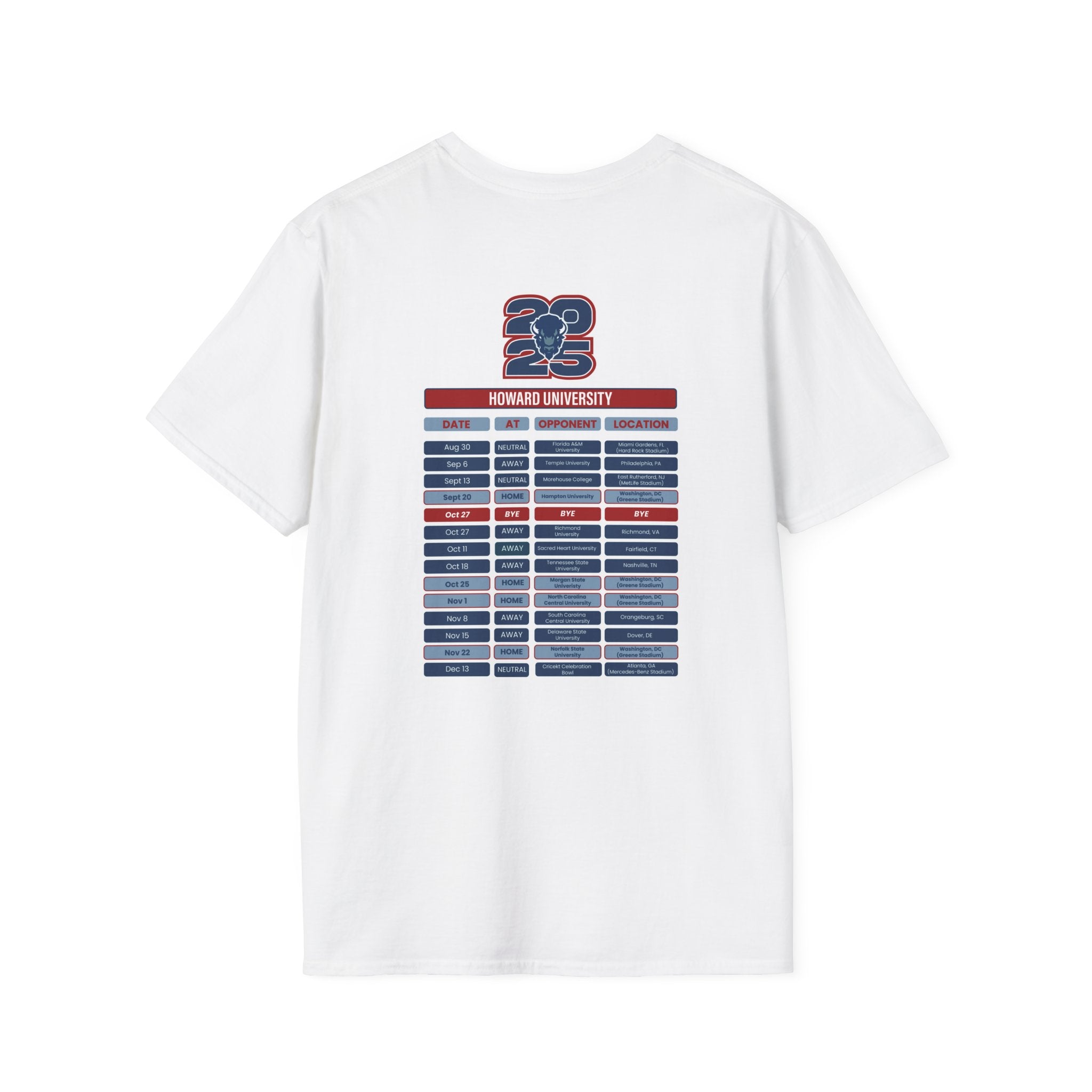 Howard University Schedule T-Shirt- Unisex Softstyle