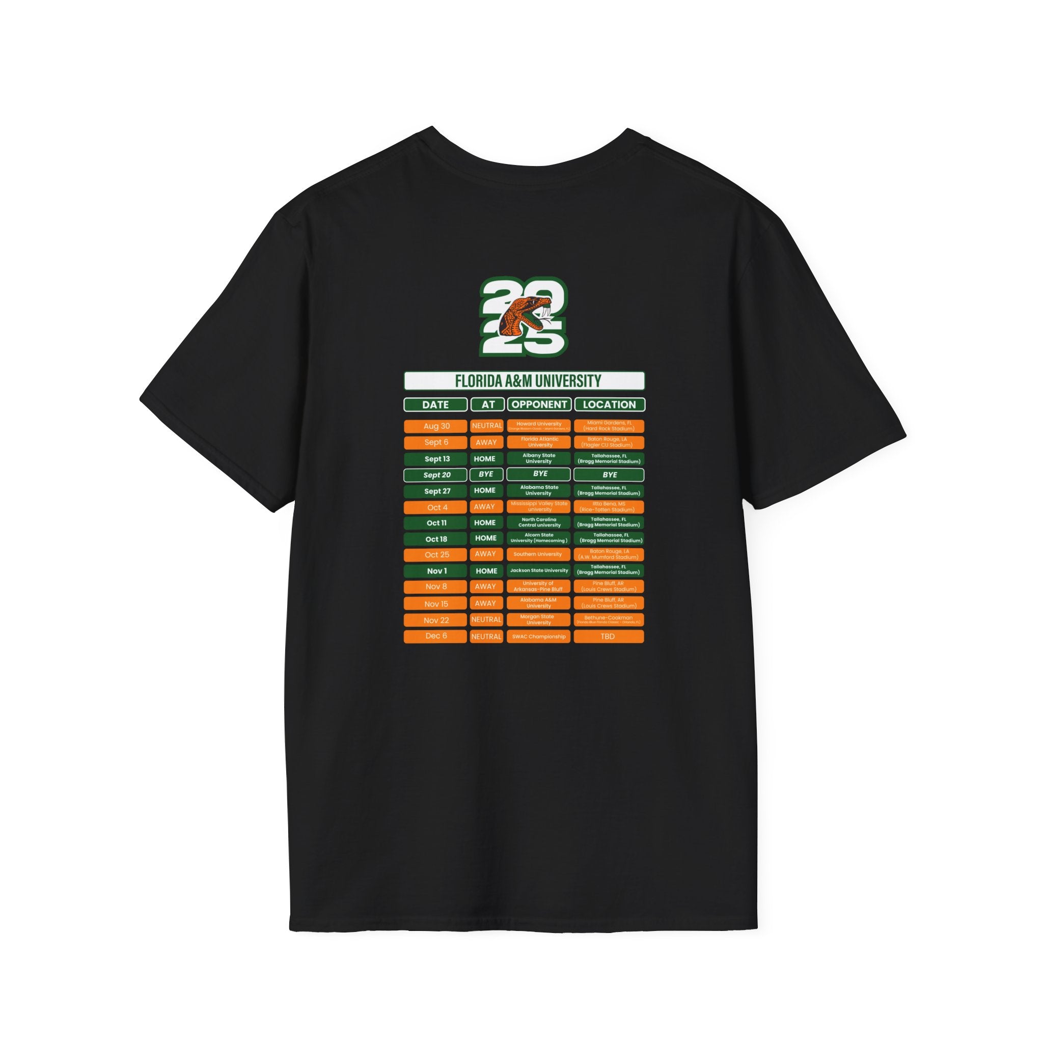 Florida A&M University Schedule T-Shirt- Unisex Softstyle
