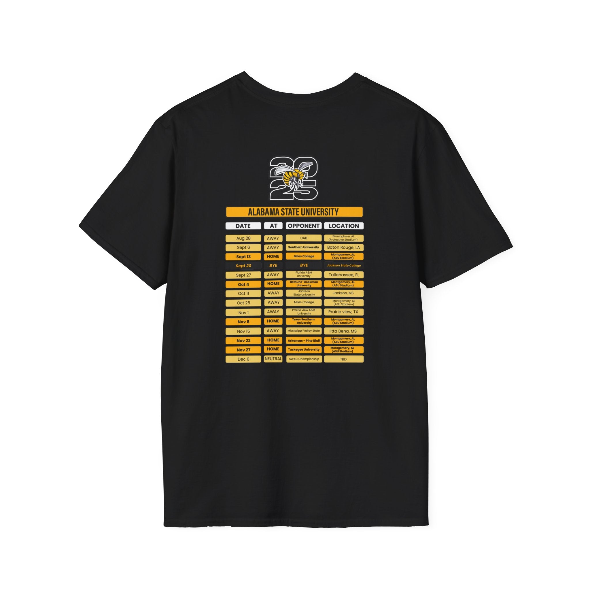 Alabama State University Schedule T-Shirt- Unisex Softstyle