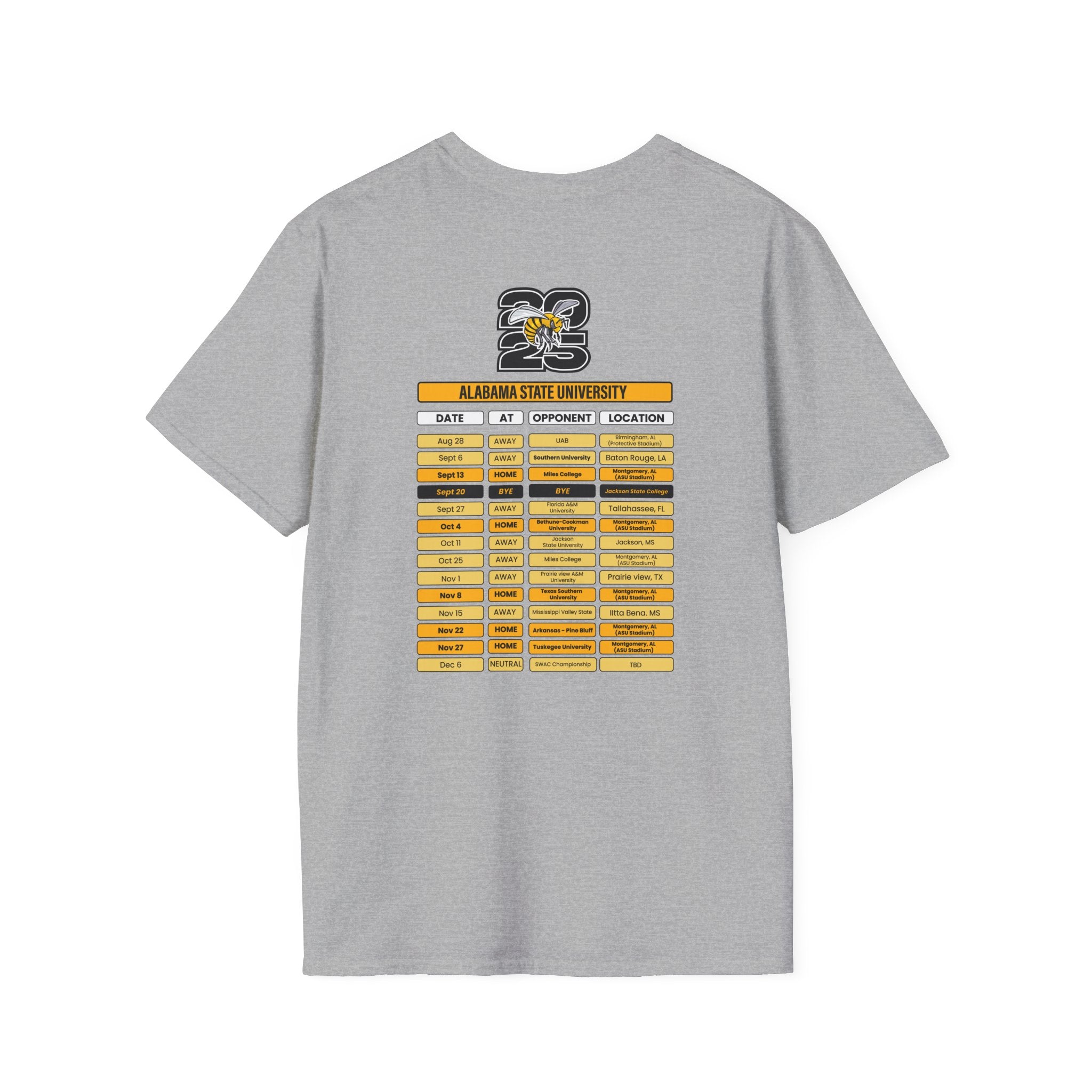 Alabama State University Schedule T-Shirt- Unisex Softstyle