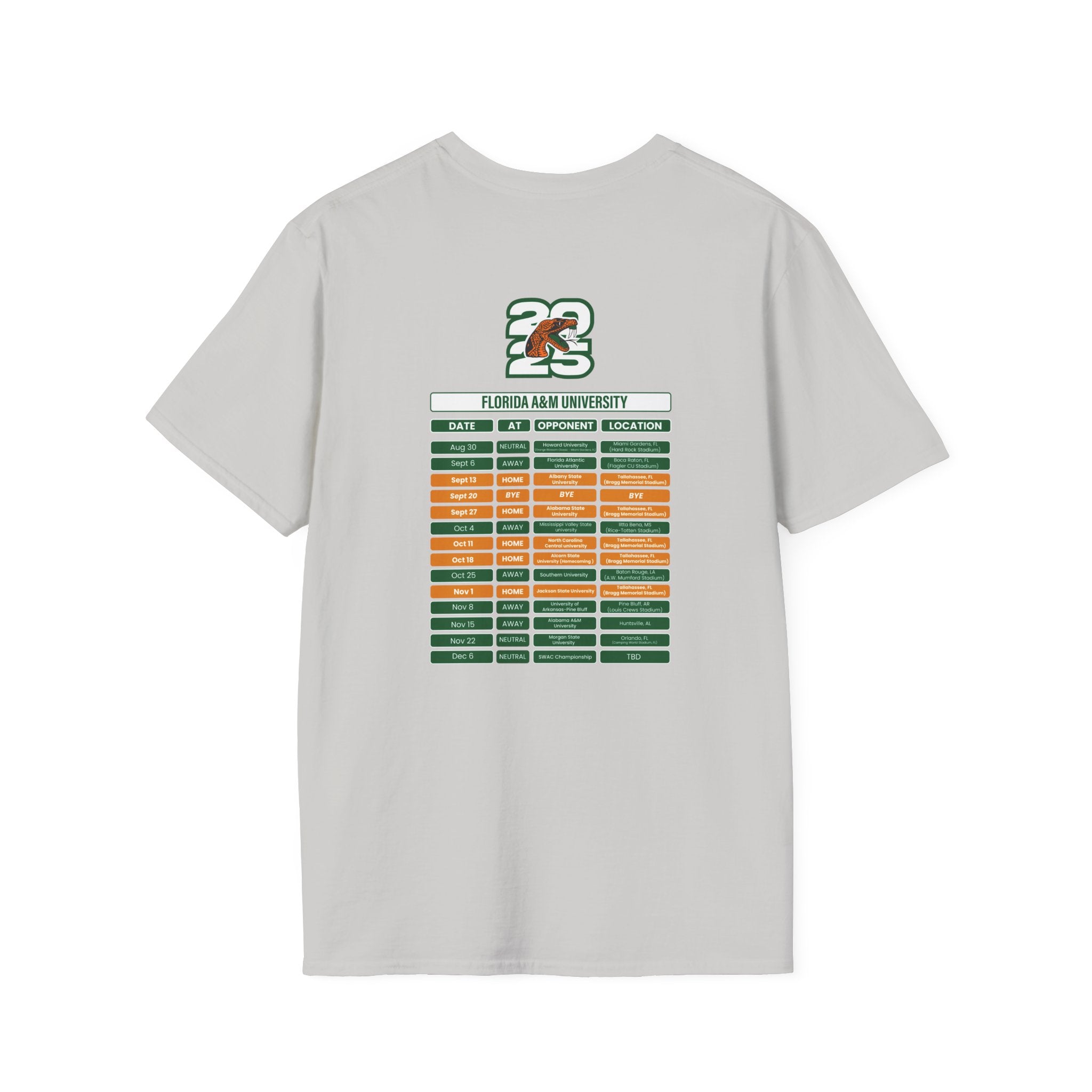 Florida A&M University Schedule T-Shirt- Unisex Softstyle