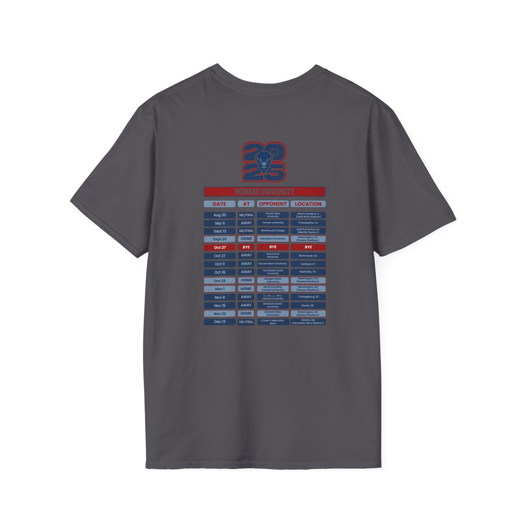 Howard University Schedule T-Shirt- Unisex Softstyle