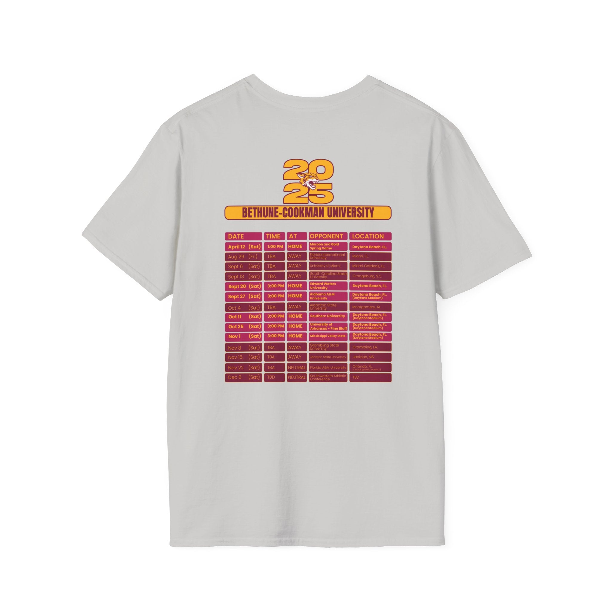 Bethune-Cookman University Schedule T-Shirt- Unisex Softstyle