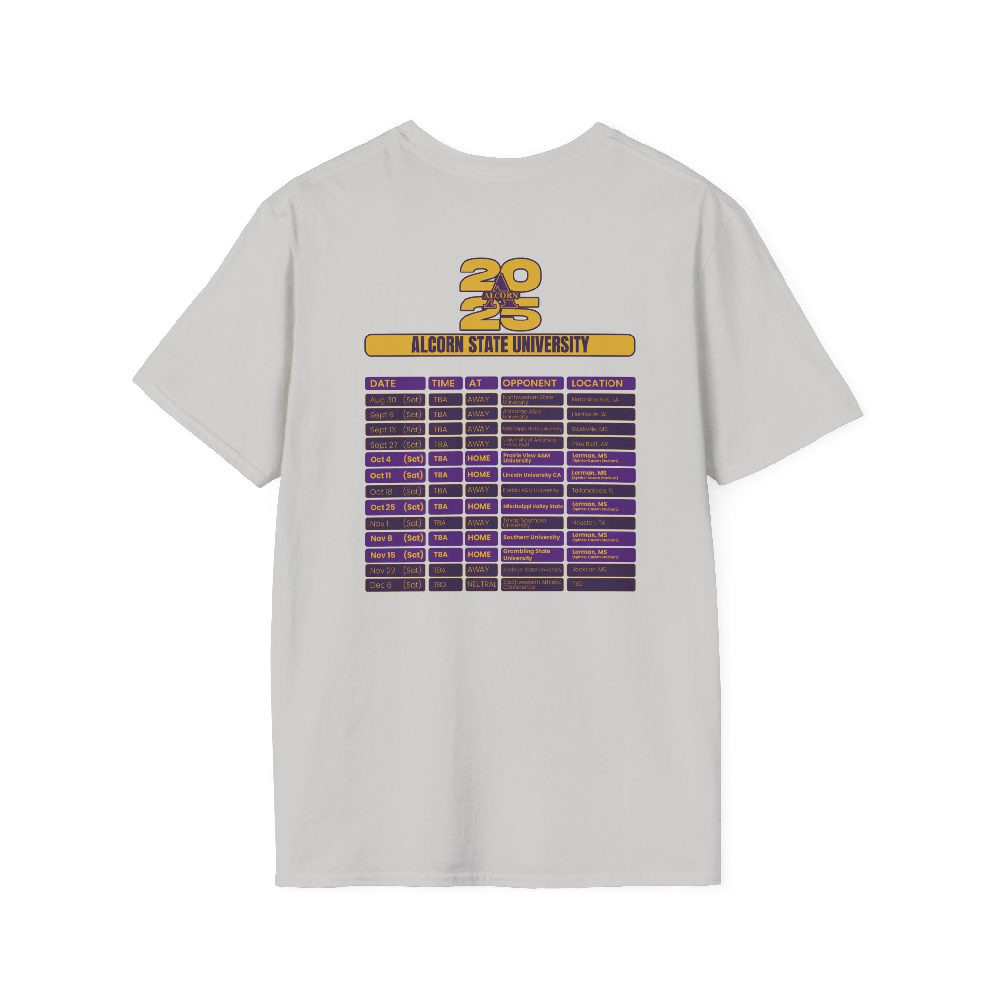 Alcorn State University Schedule T-Shirt- Unisex Softstyle