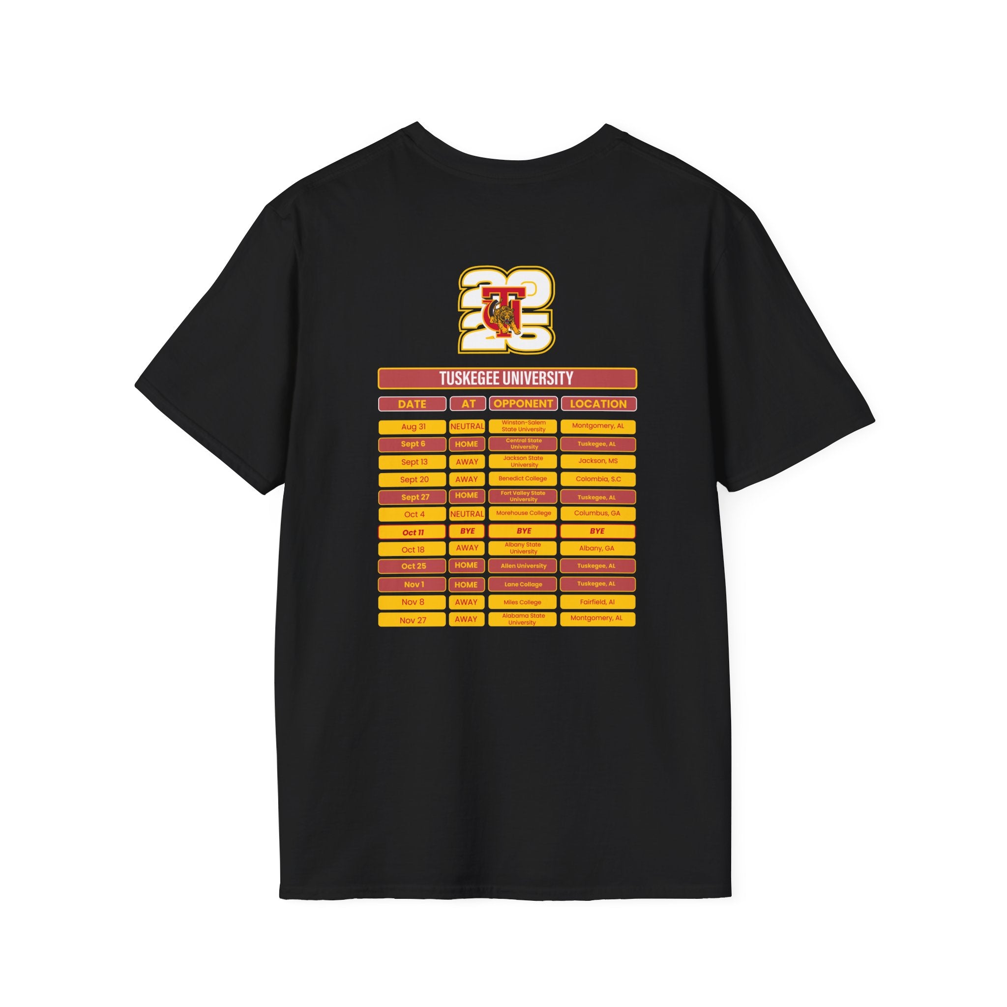 Tuskegee University Schedule T-Shirt- Unisex Softstyle