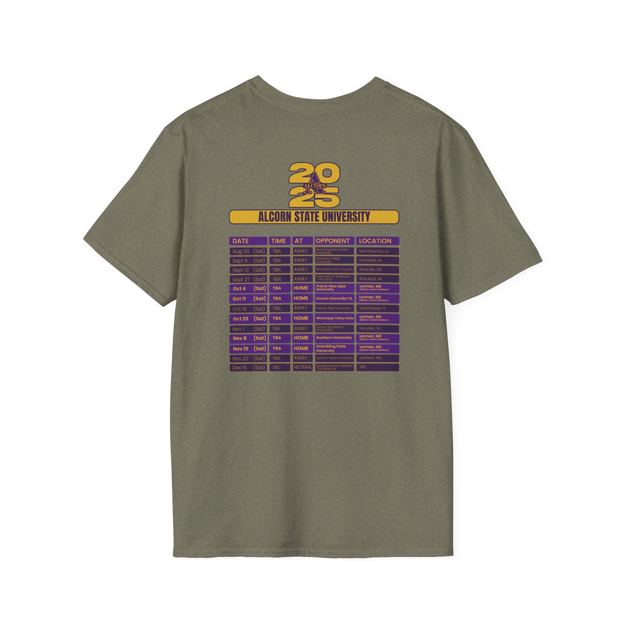 Alcorn State University Schedule T-Shirt- Unisex Softstyle