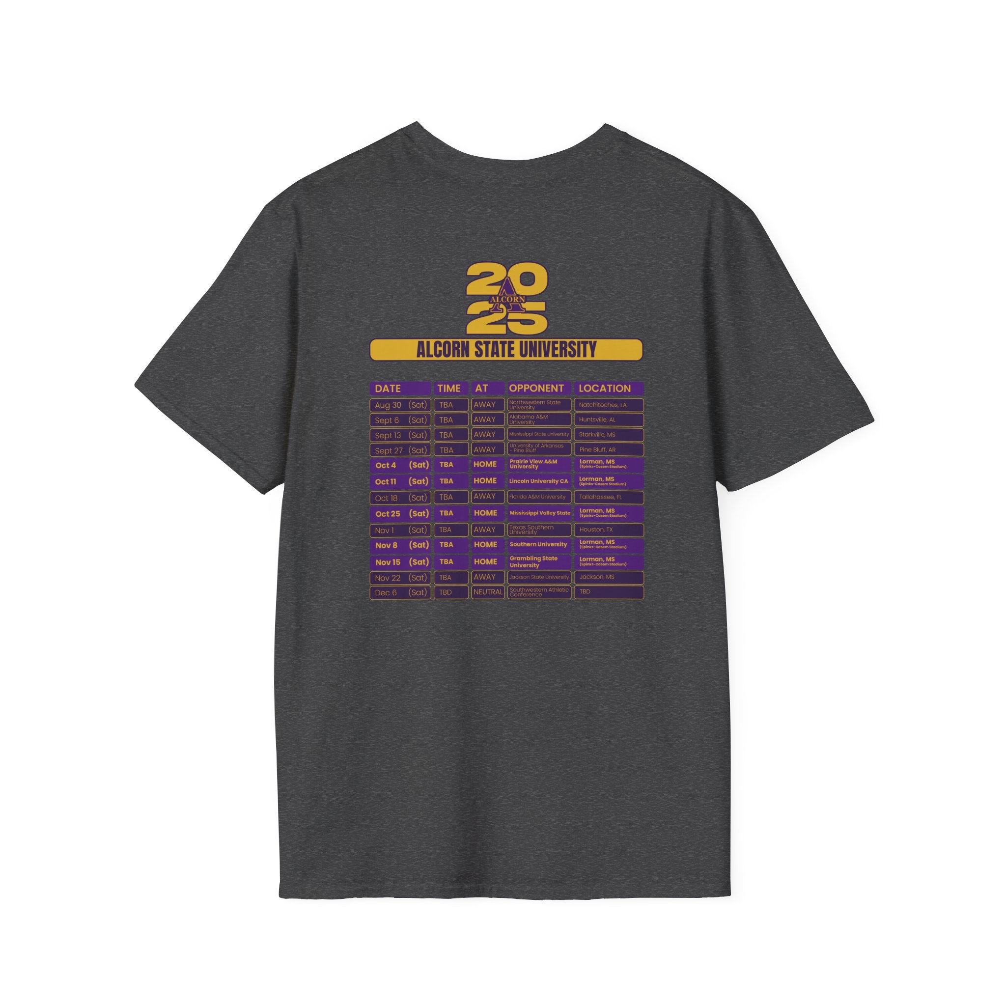 Alcorn State University Schedule T-Shirt- Unisex Softstyle