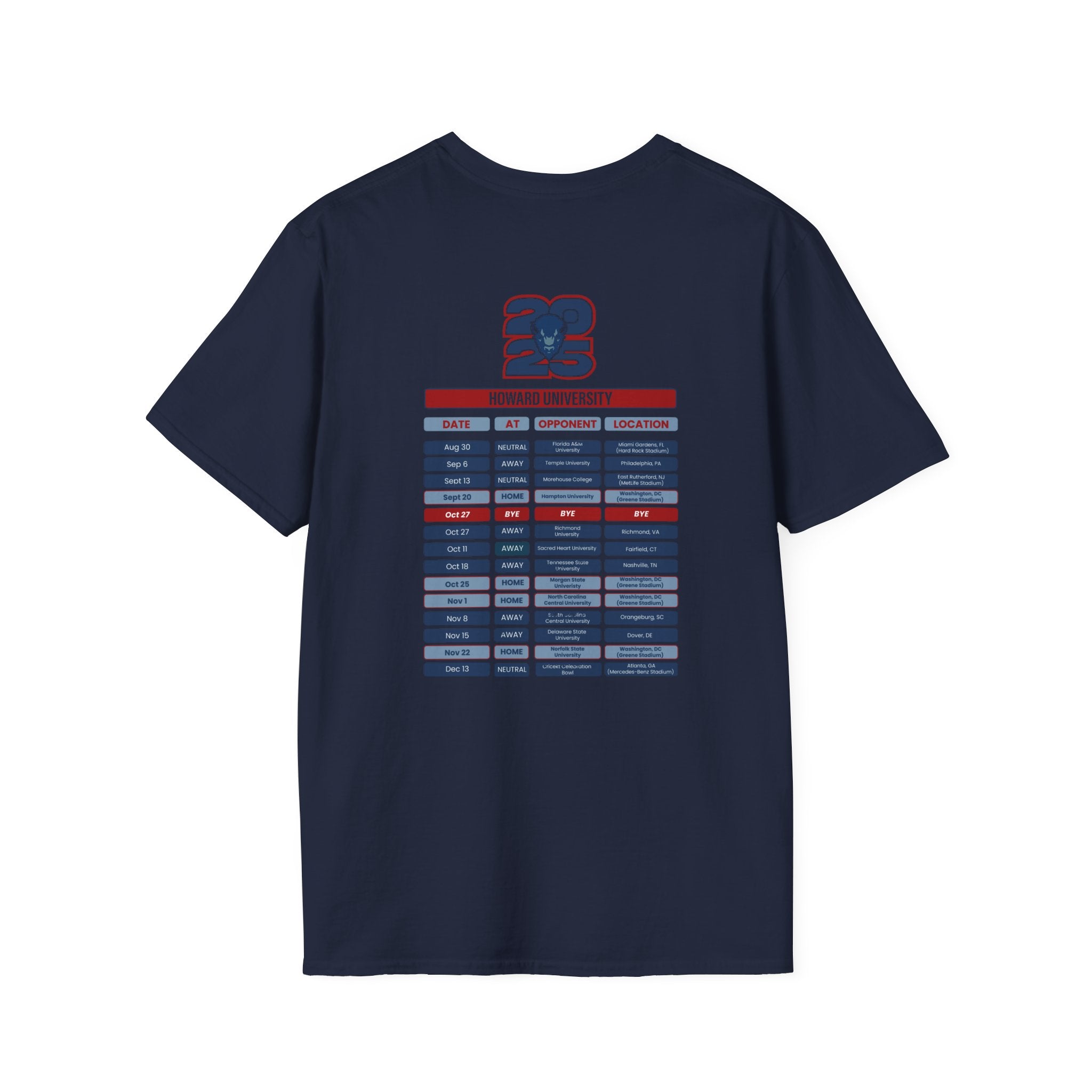 Howard University Schedule T-Shirt- Unisex Softstyle