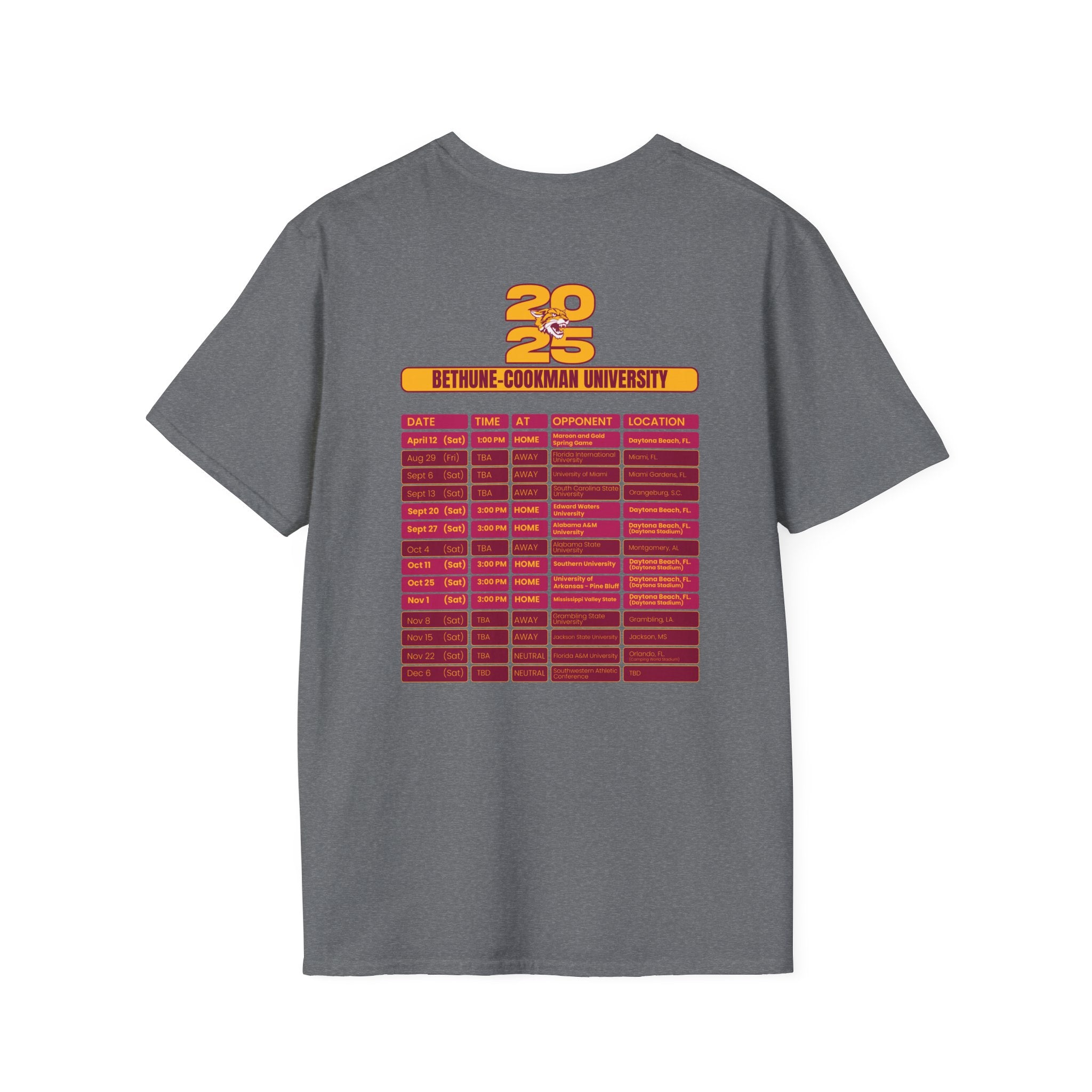 Bethune-Cookman University Schedule T-Shirt- Unisex Softstyle