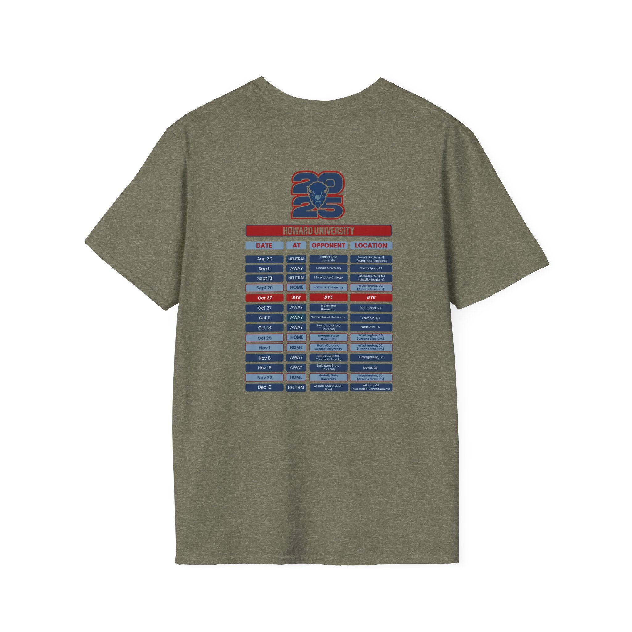 Howard University Schedule T-Shirt- Unisex Softstyle